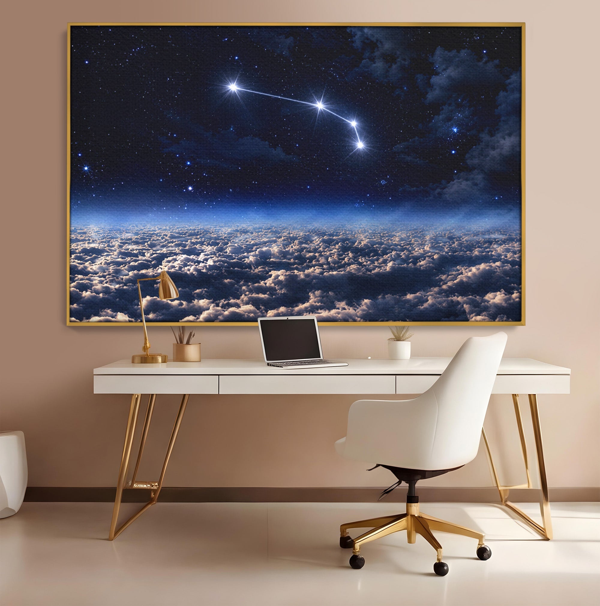 Tablou Canvas Premium LuxCanva® S1014, Constelatie Deasupra Norilor, Constelatie, Nori, Noapte, Cer, Dormitor, Culori Vibrante