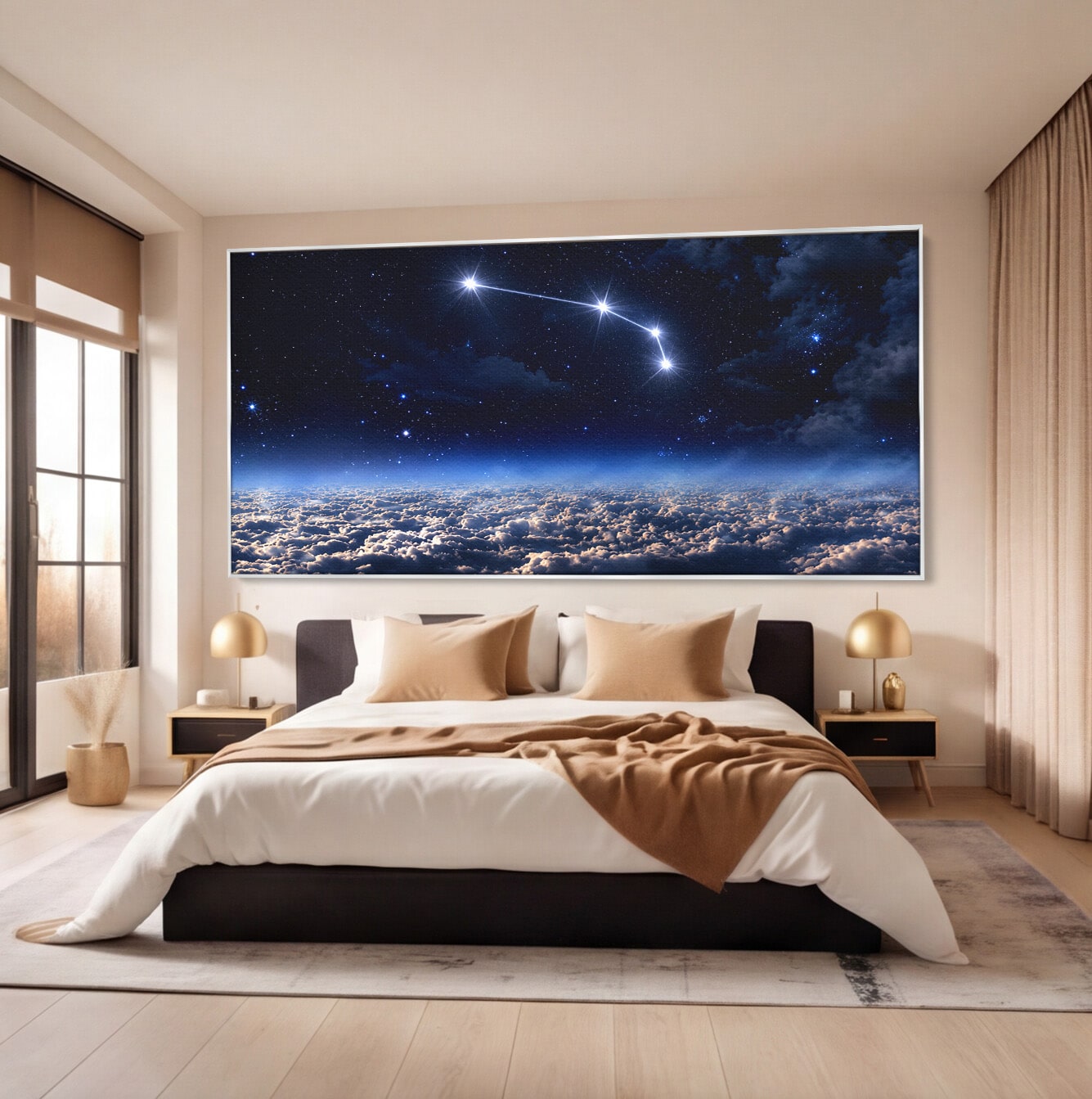 Tablou Canvas Premium LuxCanva® S1014, Constelatie Deasupra Norilor, Constelatie, Nori, Noapte, Cer, Dormitor, Culori Vibrante