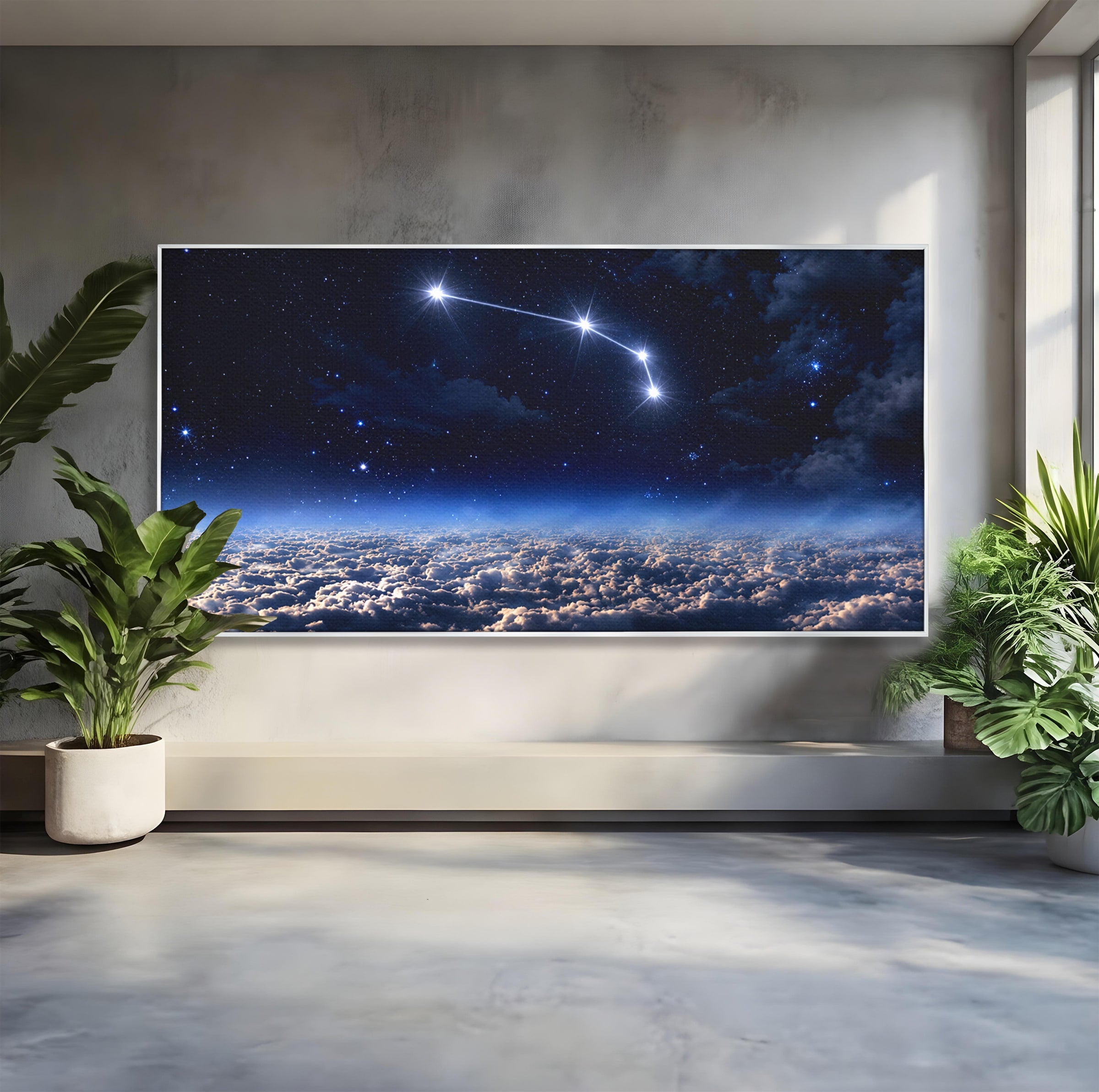 Tablou Canvas Premium LuxCanva® S1014, Constelatie Deasupra Norilor, Constelatie, Nori, Noapte, Cer, Dormitor, Culori Vibrante