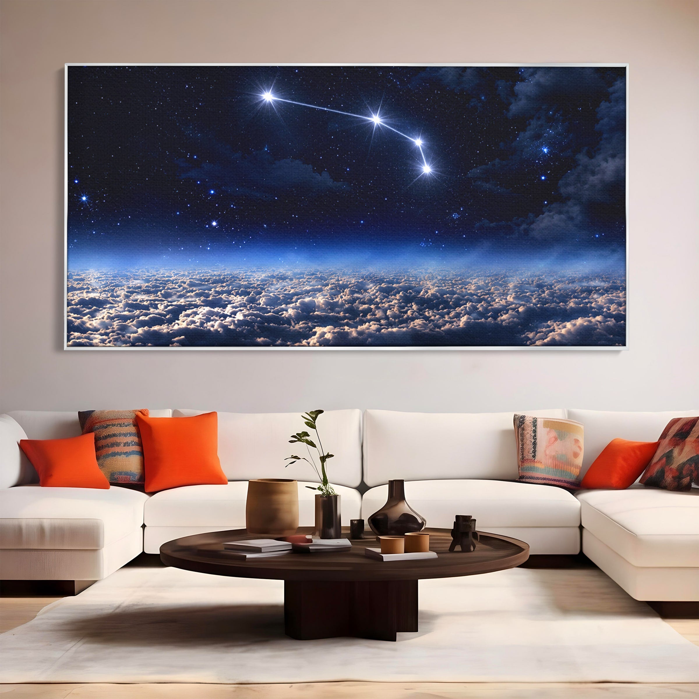 Tablou Canvas Premium LuxCanva® S1014, Constelatie Deasupra Norilor, Constelatie, Nori, Noapte, Cer, Dormitor, Culori Vibrante