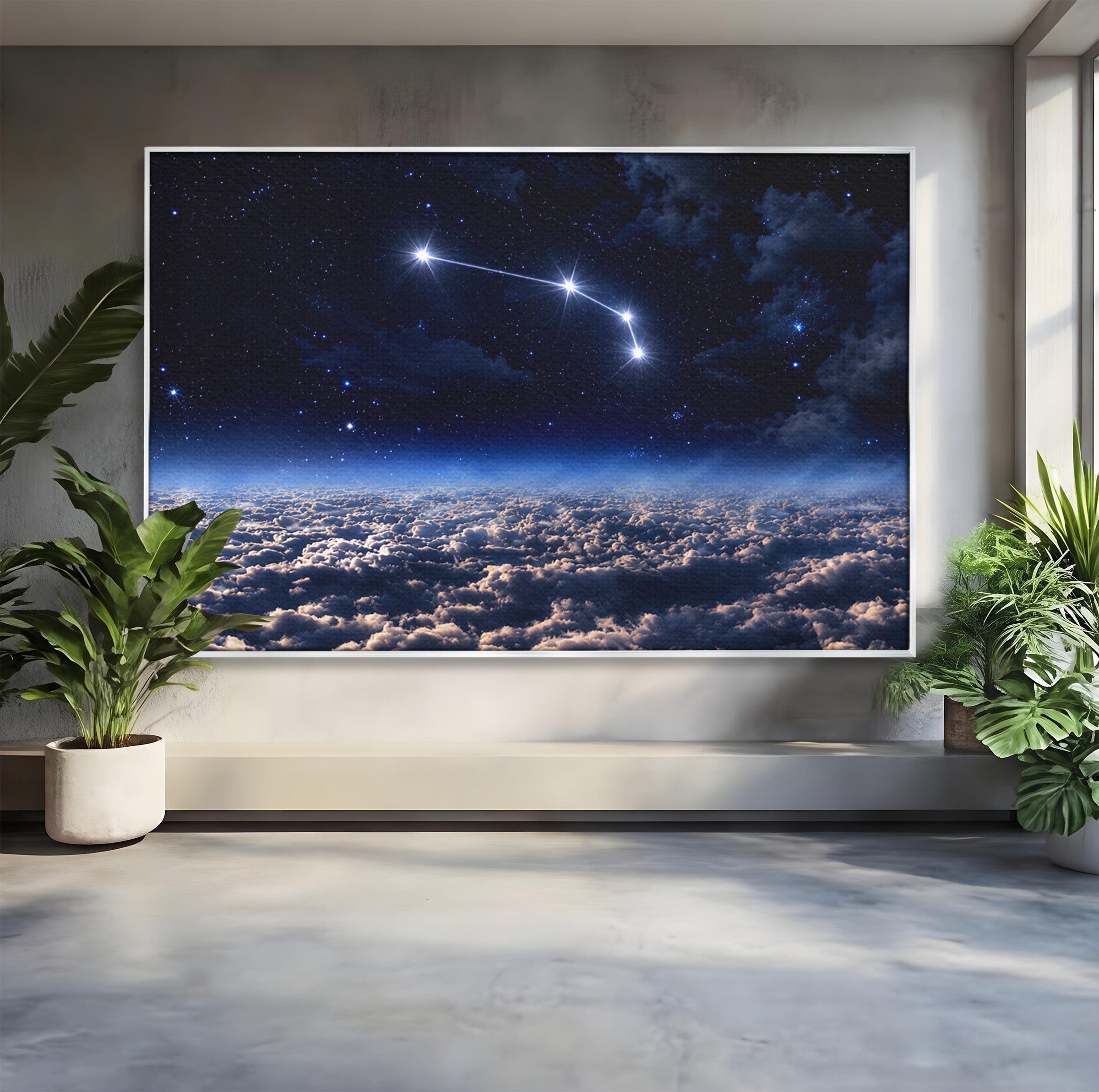 Tablou Canvas Premium LuxCanva® S1014, Constelatie Deasupra Norilor, Constelatie, Nori, Noapte, Cer, Dormitor, Culori Vibrante