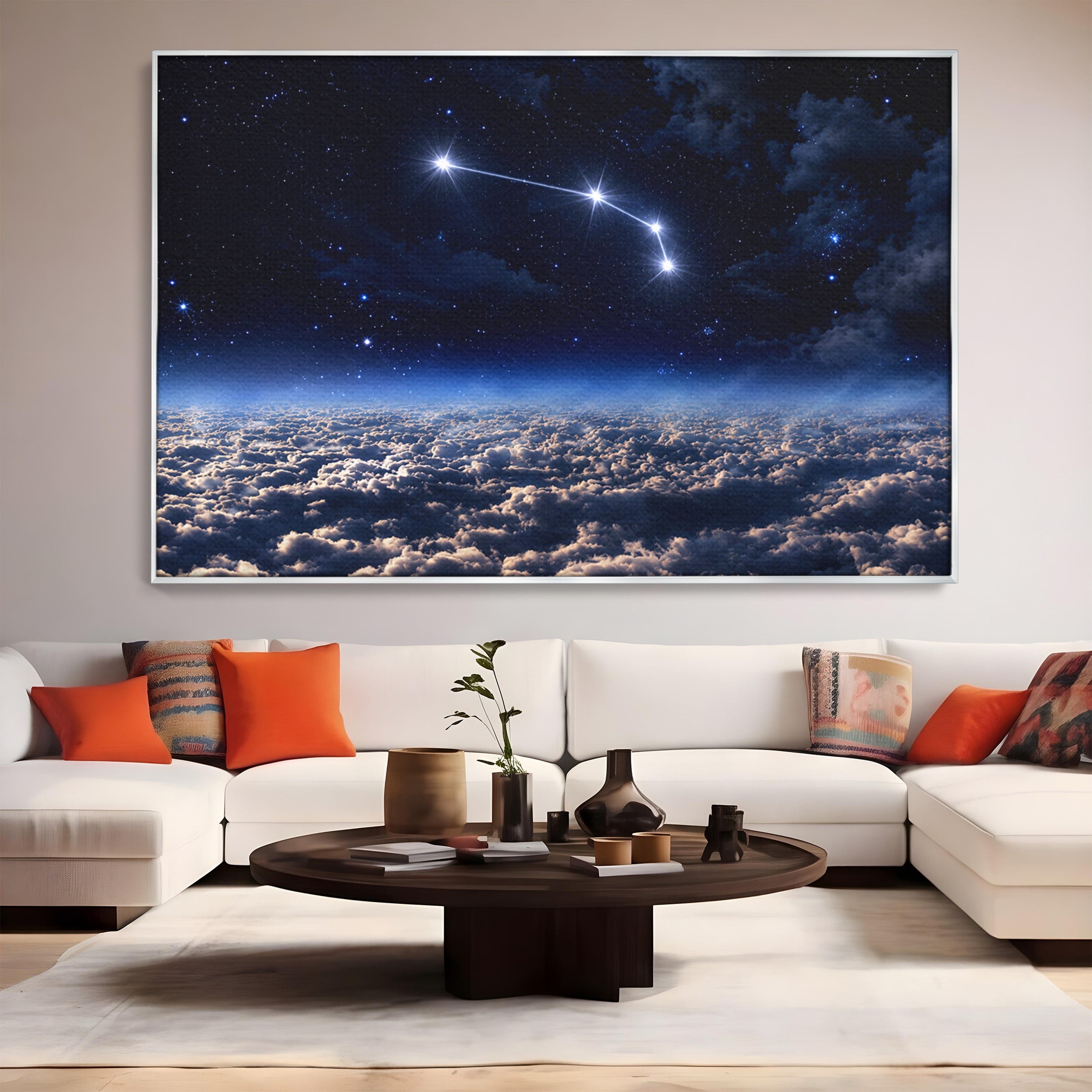 Tablou Canvas Premium LuxCanva® S1014, Constelatie Deasupra Norilor, Constelatie, Nori, Noapte, Cer, Dormitor, Culori Vibrante
