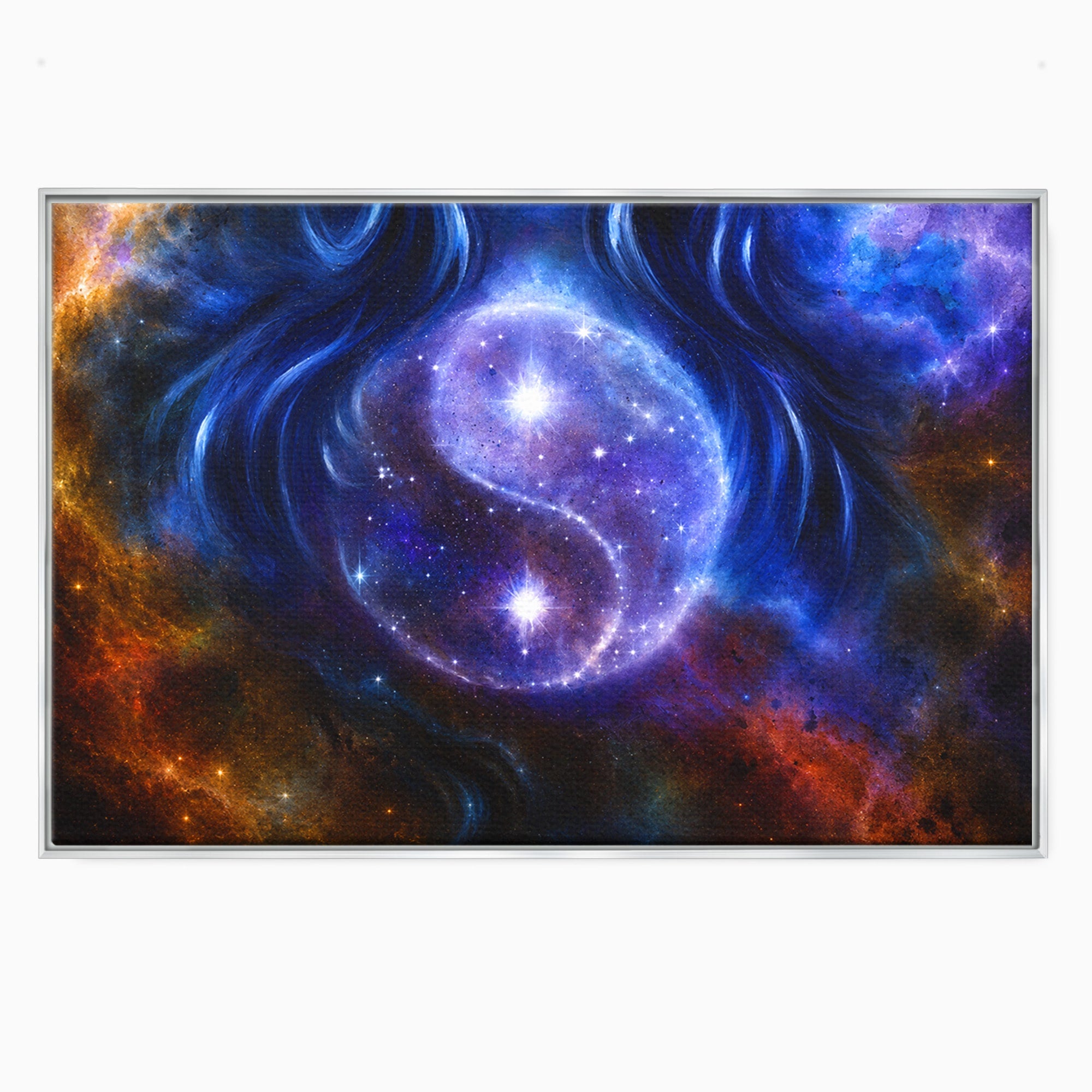 Tablou Canvas Premium LuxCanva® S1016, Universul Yin Yang, Univers, Yin Yang, Galaxie, Cosmos, Dormitor, Meditatie, Culori Vibrante
