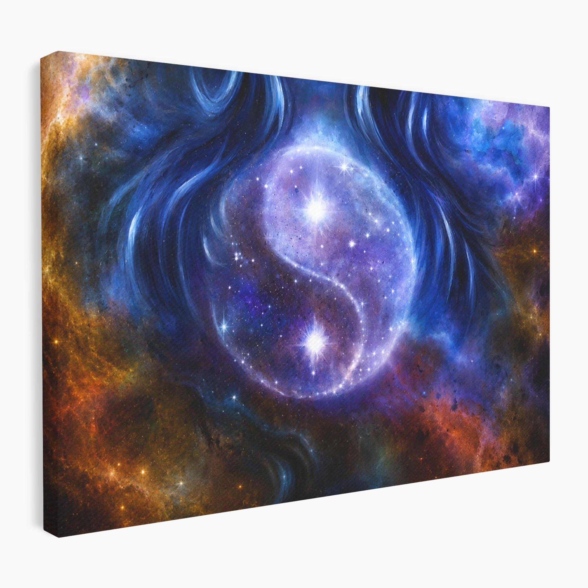 Tablou Canvas Premium LuxCanva® S1016, Universul Yin Yang, Univers, Yin Yang, Galaxie, Cosmos, Dormitor, Meditatie, Culori Vibrante