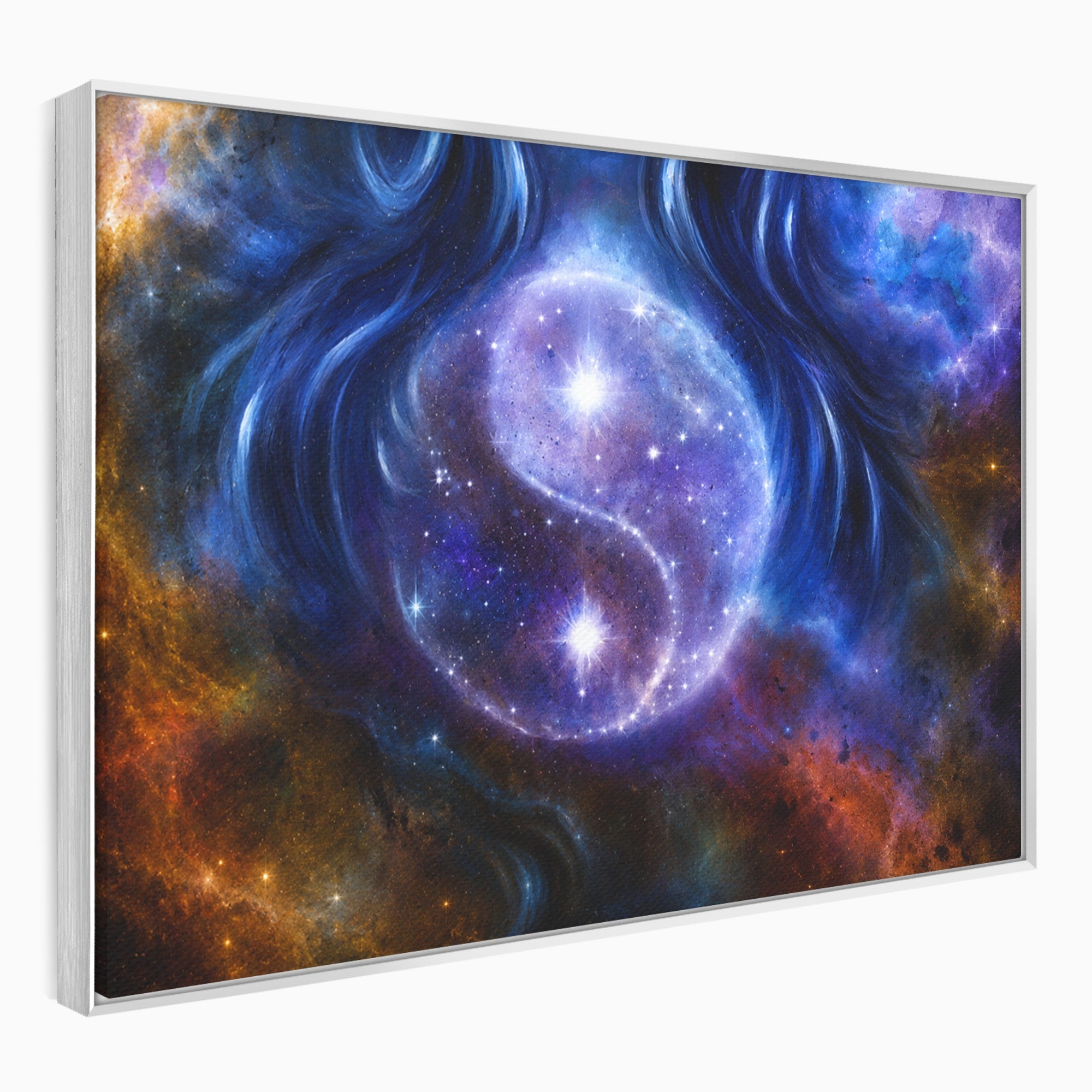 Tablou Canvas Premium LuxCanva® S1016, Universul Yin Yang, Univers, Yin Yang, Galaxie, Cosmos, Dormitor, Meditatie, Culori Vibrante