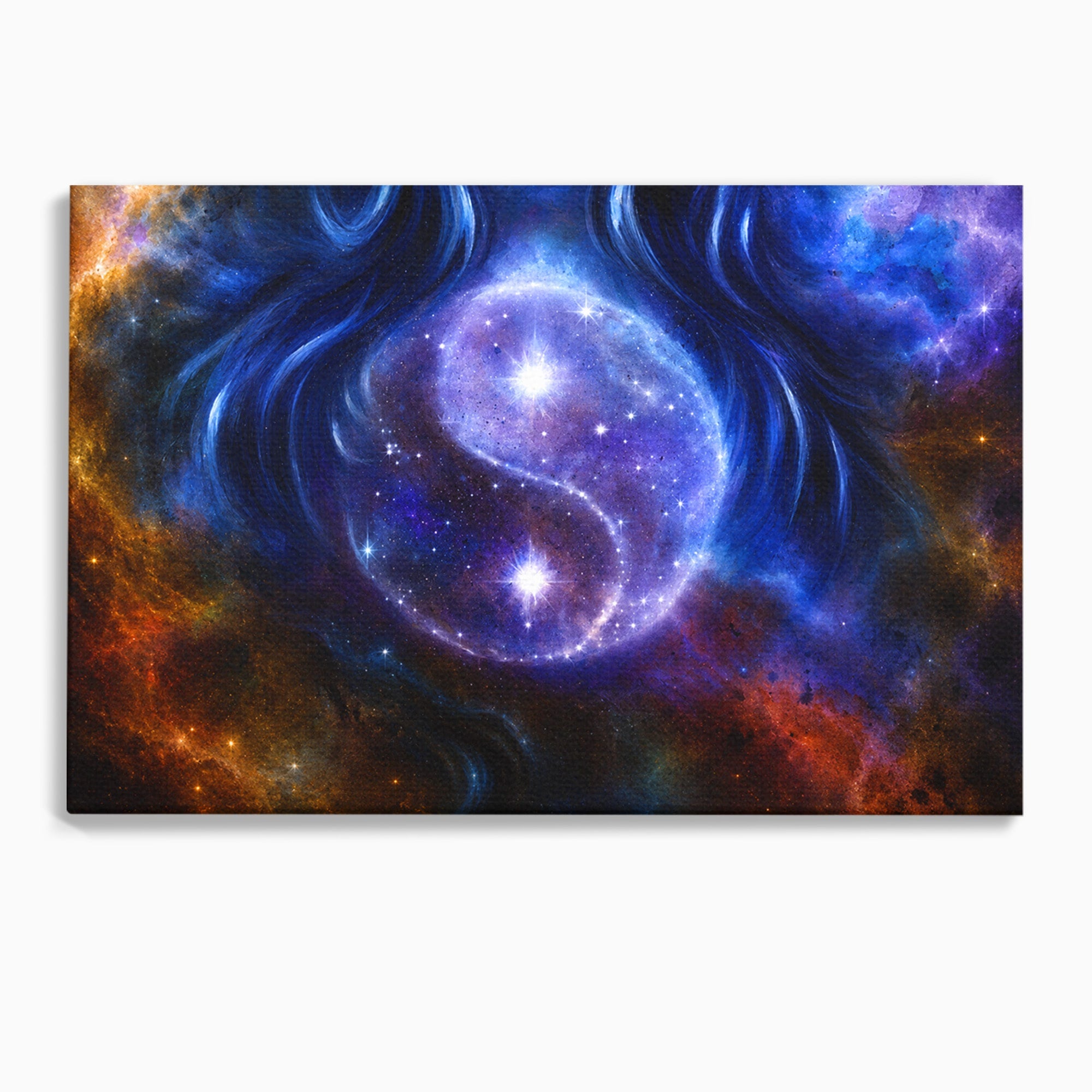 Tablou Canvas Premium LuxCanva® S1016, Universul Yin Yang, Univers, Yin Yang, Galaxie, Cosmos, Dormitor, Meditatie, Culori Vibrante