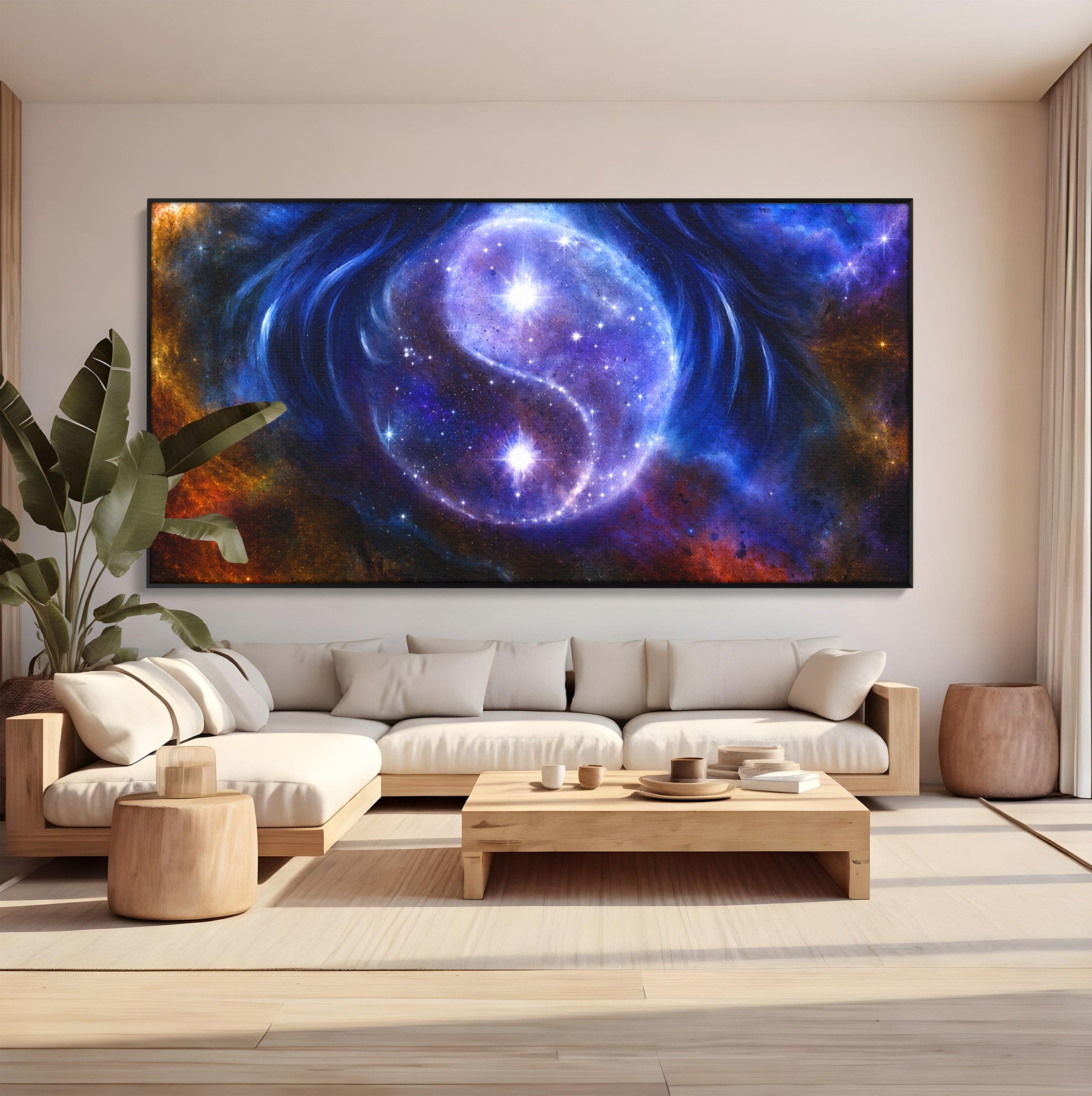 Tablou Canvas Premium LuxCanva® S1016, Universul Yin Yang, Univers, Yin Yang, Galaxie, Cosmos, Dormitor, Meditatie, Culori Vibrante