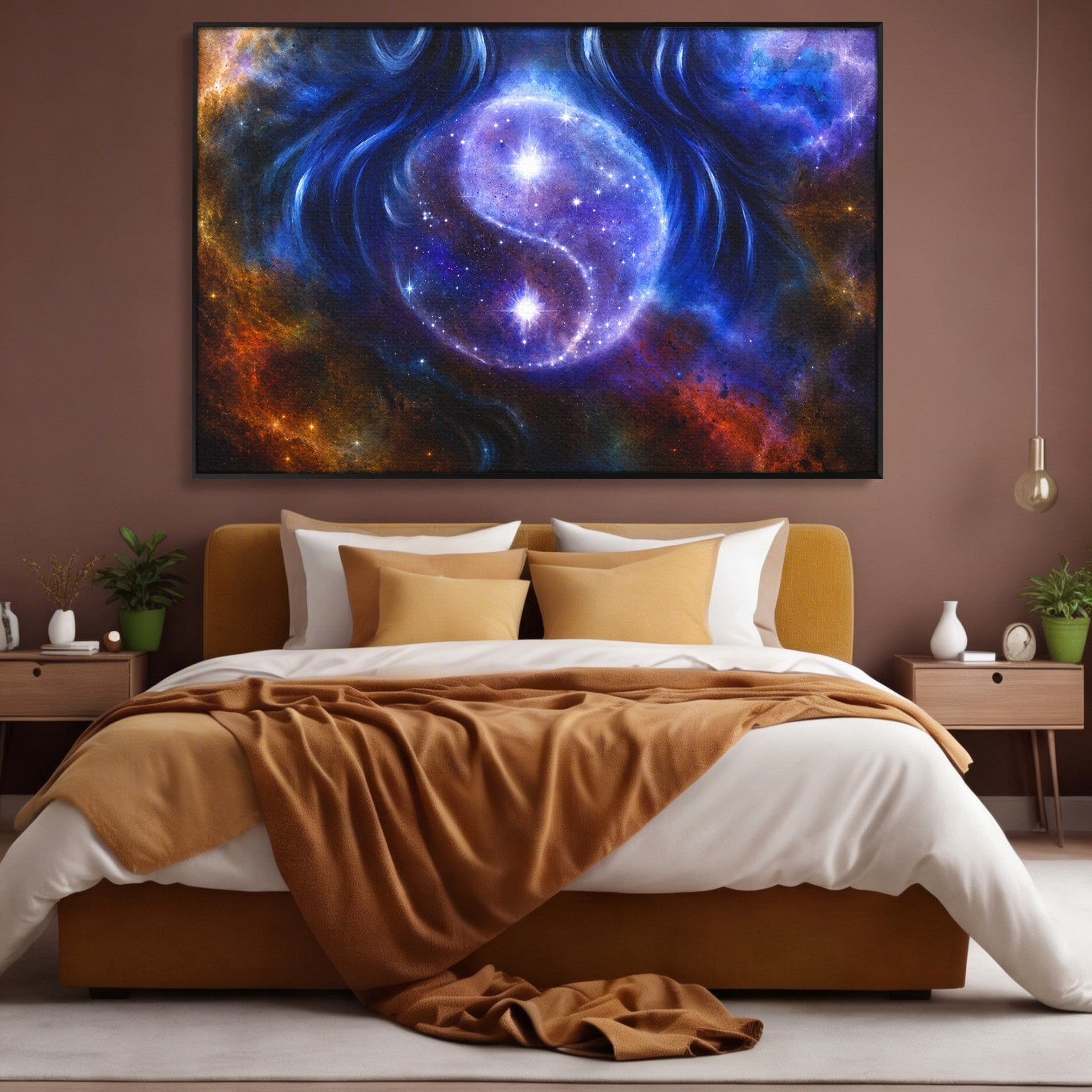 Tablou Canvas Premium LuxCanva® S1016, Universul Yin Yang, Univers, Yin Yang, Galaxie, Cosmos, Dormitor, Meditatie, Culori Vibrante