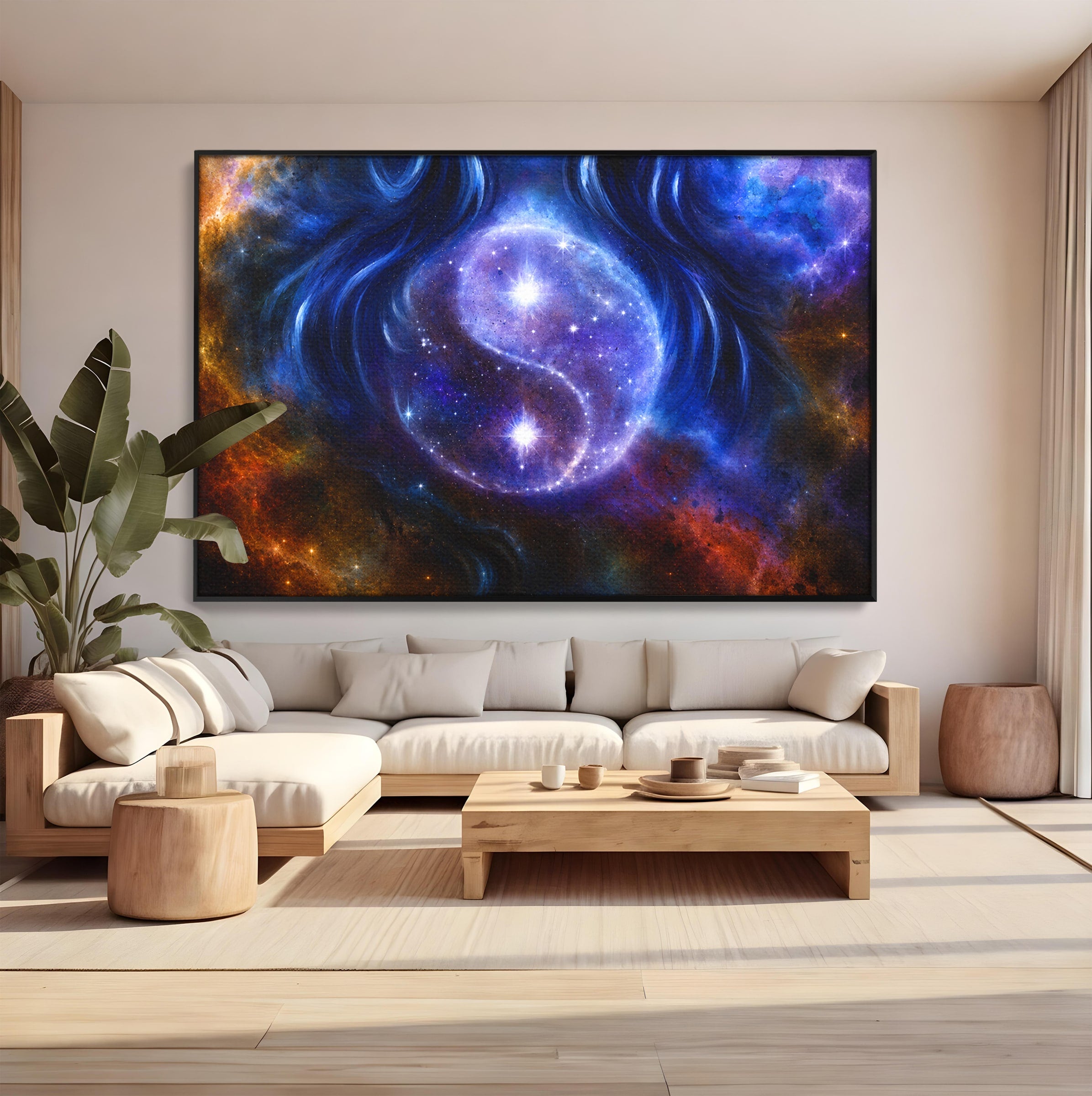Tablou Canvas Premium LuxCanva® S1016, Universul Yin Yang, Univers, Yin Yang, Galaxie, Cosmos, Dormitor, Meditatie, Culori Vibrante