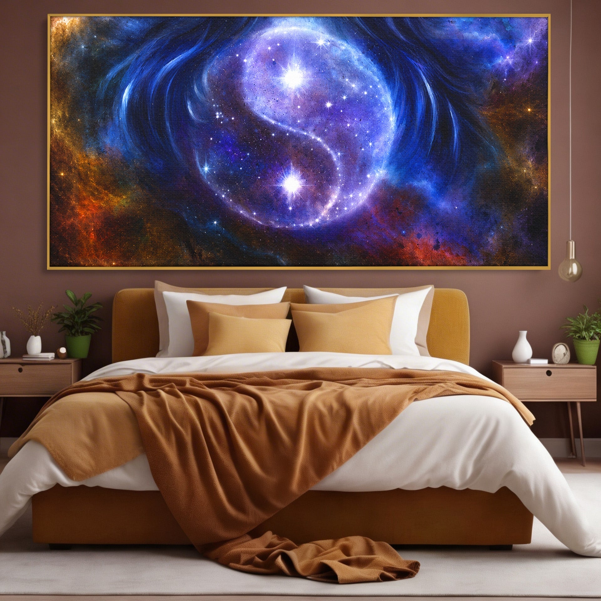 Tablou Canvas Premium LuxCanva® S1016, Universul Yin Yang, Univers, Yin Yang, Galaxie, Cosmos, Dormitor, Meditatie, Culori Vibrante