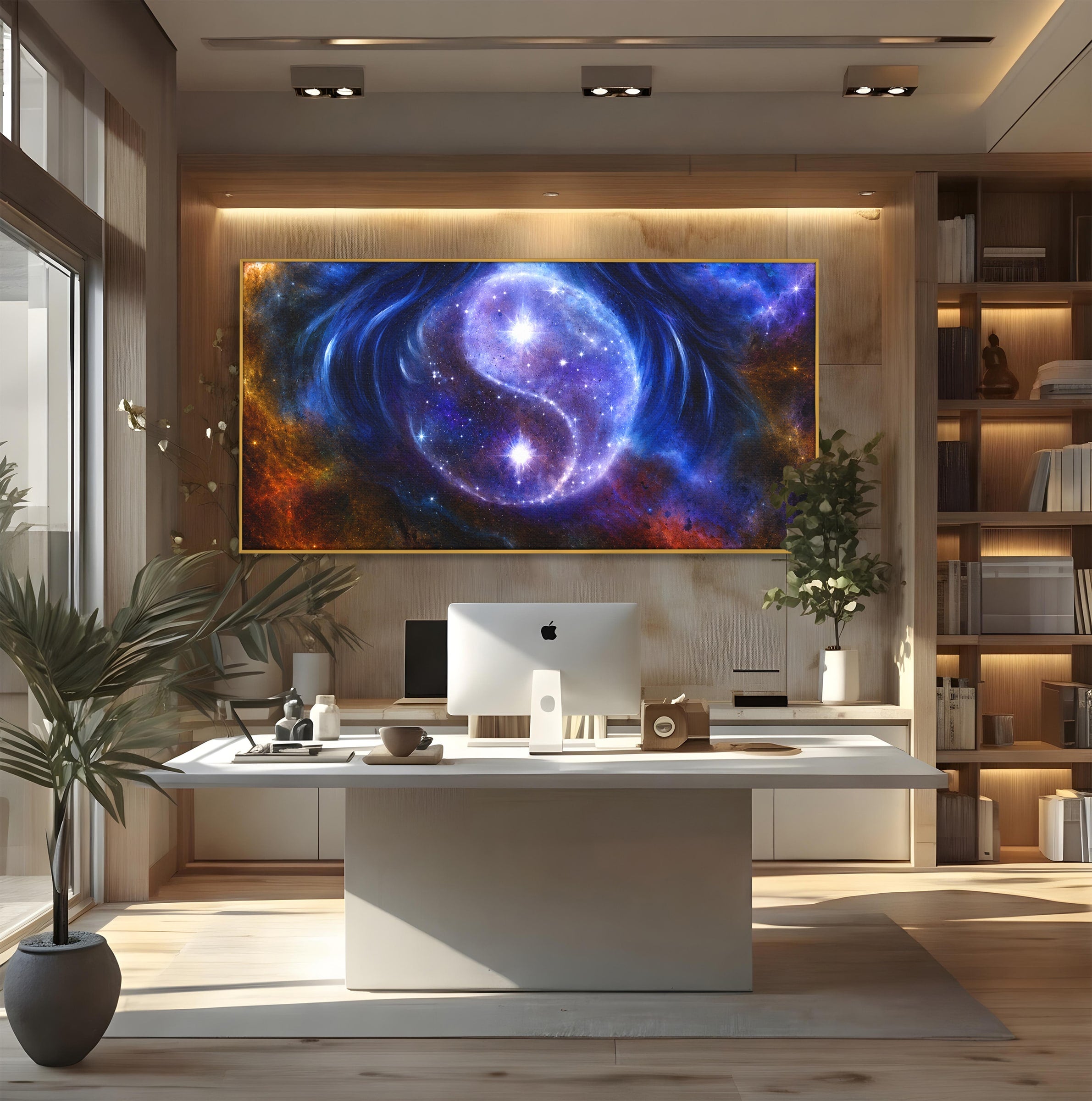 Tablou Canvas Premium LuxCanva® S1016, Universul Yin Yang, Univers, Yin Yang, Galaxie, Cosmos, Dormitor, Meditatie, Culori Vibrante