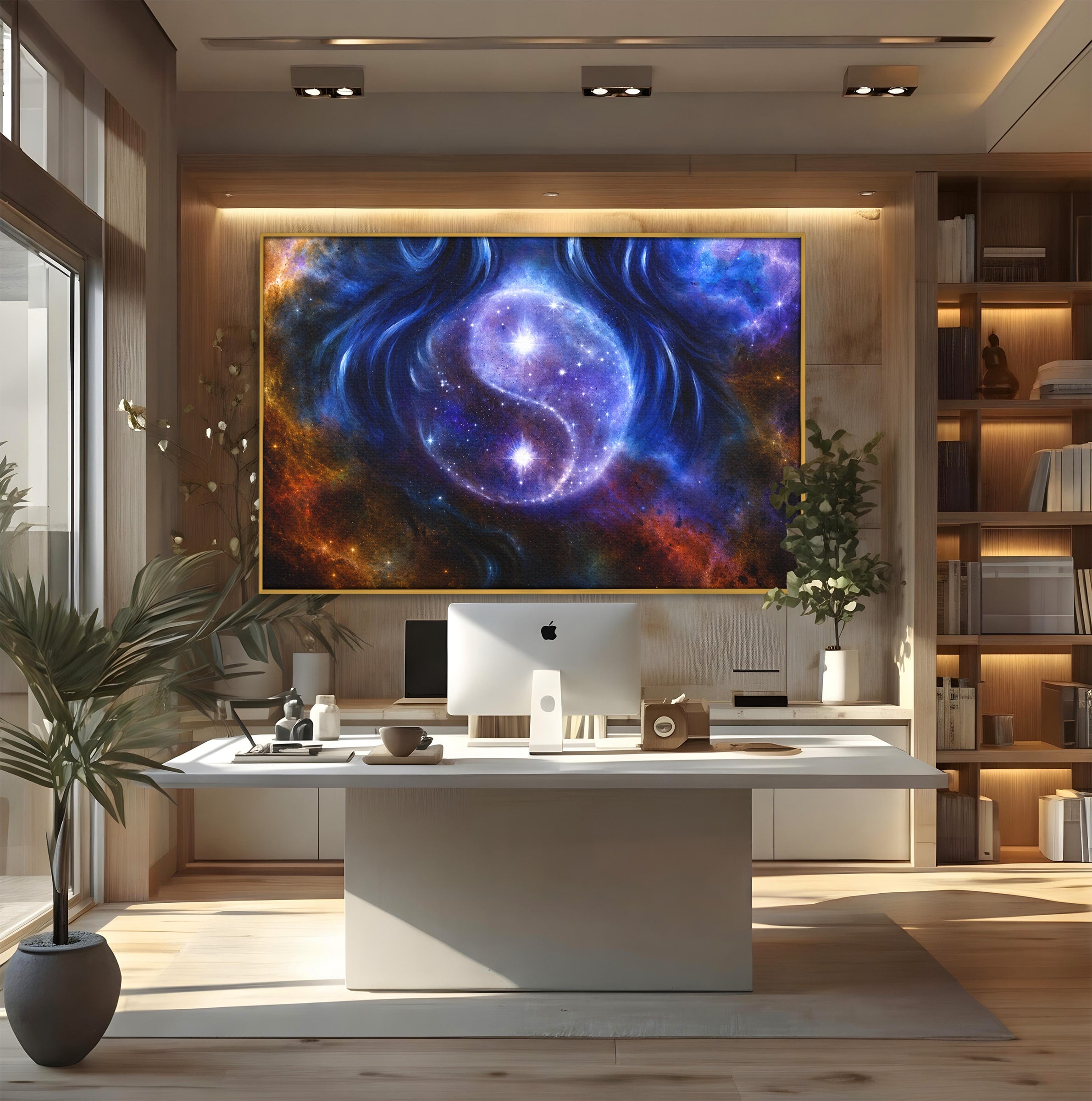 Tablou Canvas Premium LuxCanva® S1016, Universul Yin Yang, Univers, Yin Yang, Galaxie, Cosmos, Dormitor, Meditatie, Culori Vibrante
