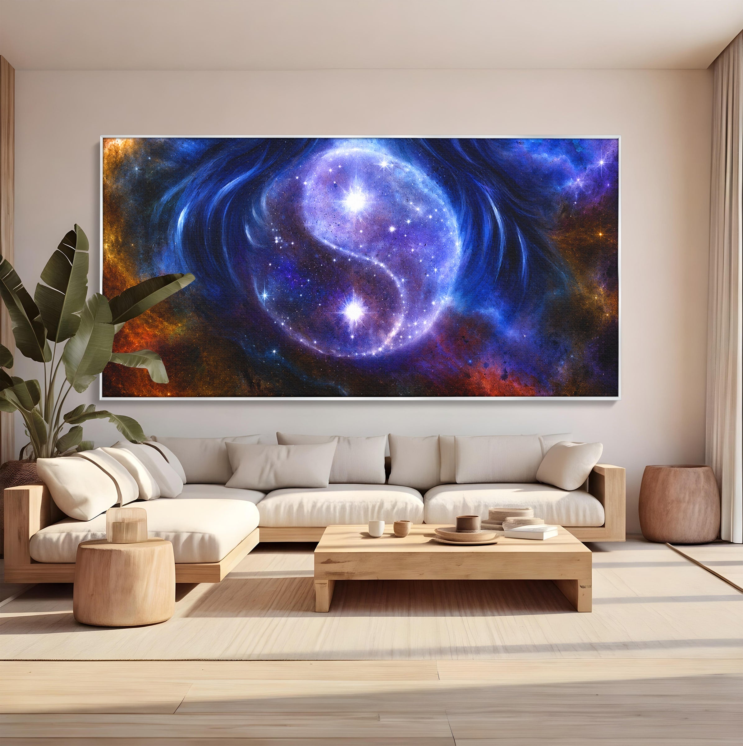 Tablou Canvas Premium LuxCanva® S1016, Universul Yin Yang, Univers, Yin Yang, Galaxie, Cosmos, Dormitor, Meditatie, Culori Vibrante