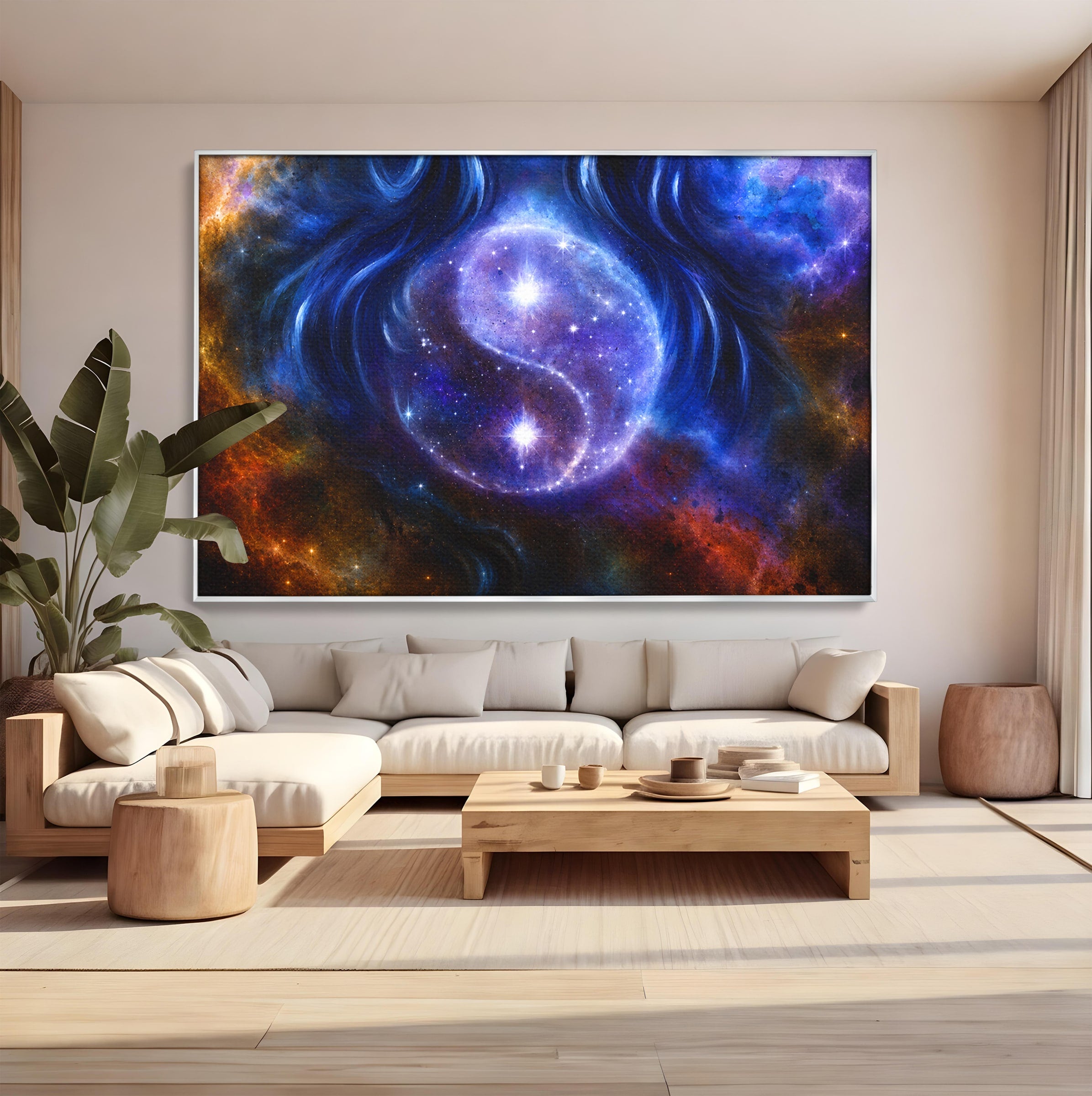Tablou Canvas Premium LuxCanva® S1016, Universul Yin Yang, Univers, Yin Yang, Galaxie, Cosmos, Dormitor, Meditatie, Culori Vibrante
