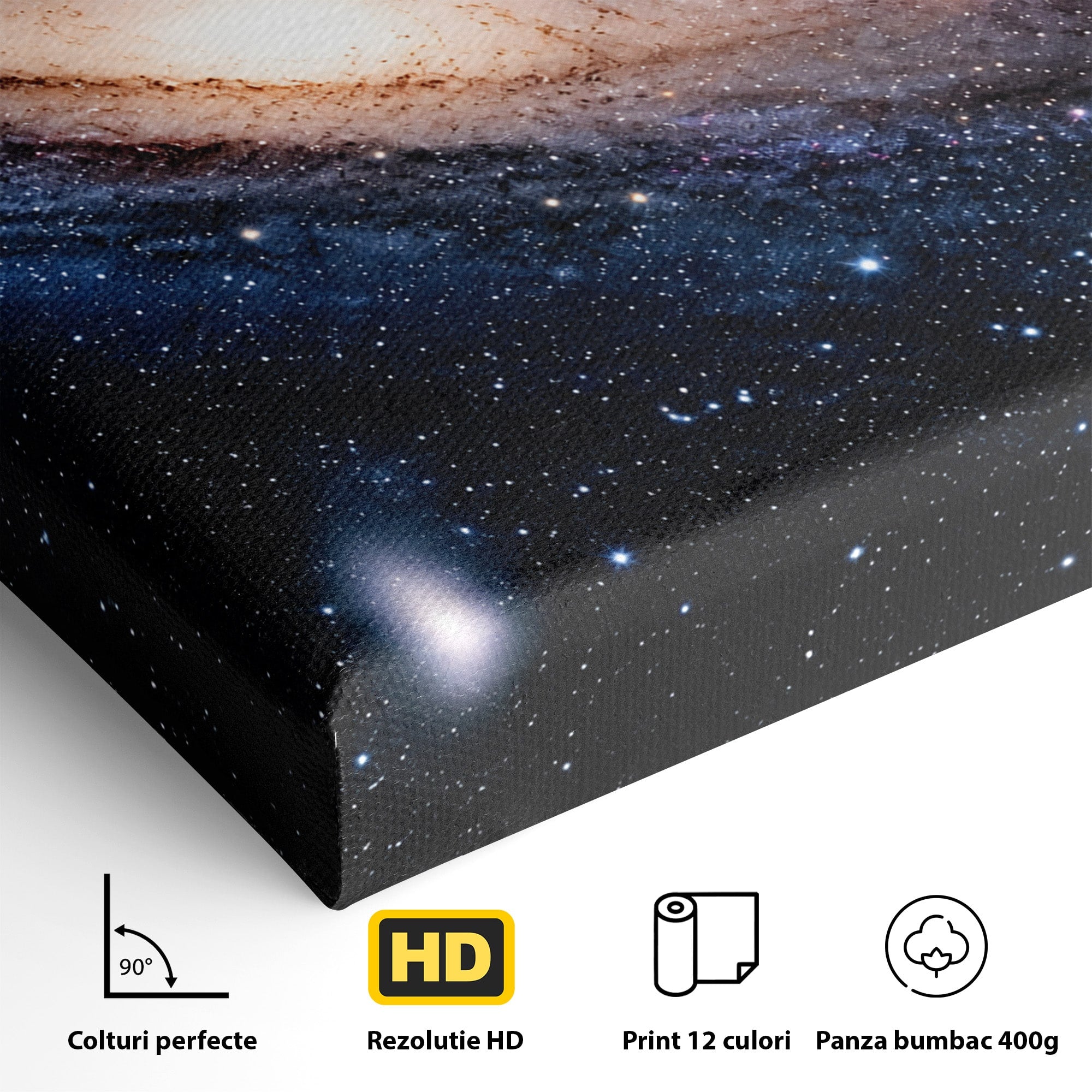 Tablou Canvas Premium LuxCanva® S1017, Galaxia Andromeda, Galaxie, Spatiu, Univers, Astronomie, Dormitor, Birou, Culori Vibrante