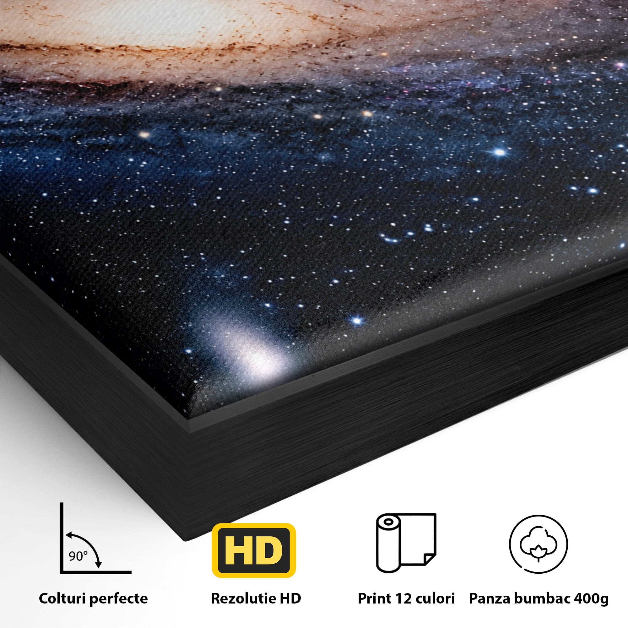 Tablou Canvas Premium LuxCanva® S1017, Galaxia Andromeda, Galaxie, Spatiu, Univers, Astronomie, Dormitor, Birou, Culori Vibrante