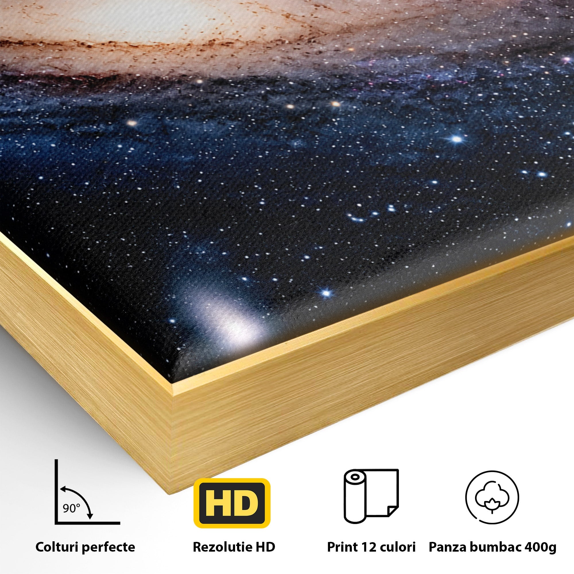 Tablou Canvas Premium LuxCanva® S1017, Galaxia Andromeda, Galaxie, Spatiu, Univers, Astronomie, Dormitor, Birou, Culori Vibrante