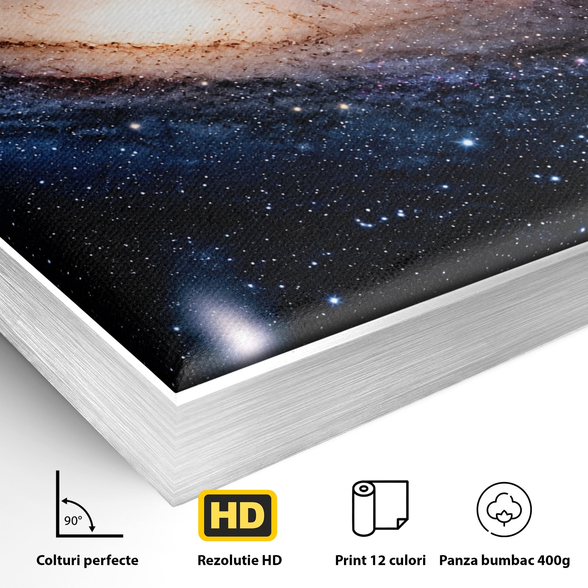 Tablou Canvas Premium LuxCanva® S1017, Galaxia Andromeda, Galaxie, Spatiu, Univers, Astronomie, Dormitor, Birou, Culori Vibrante
