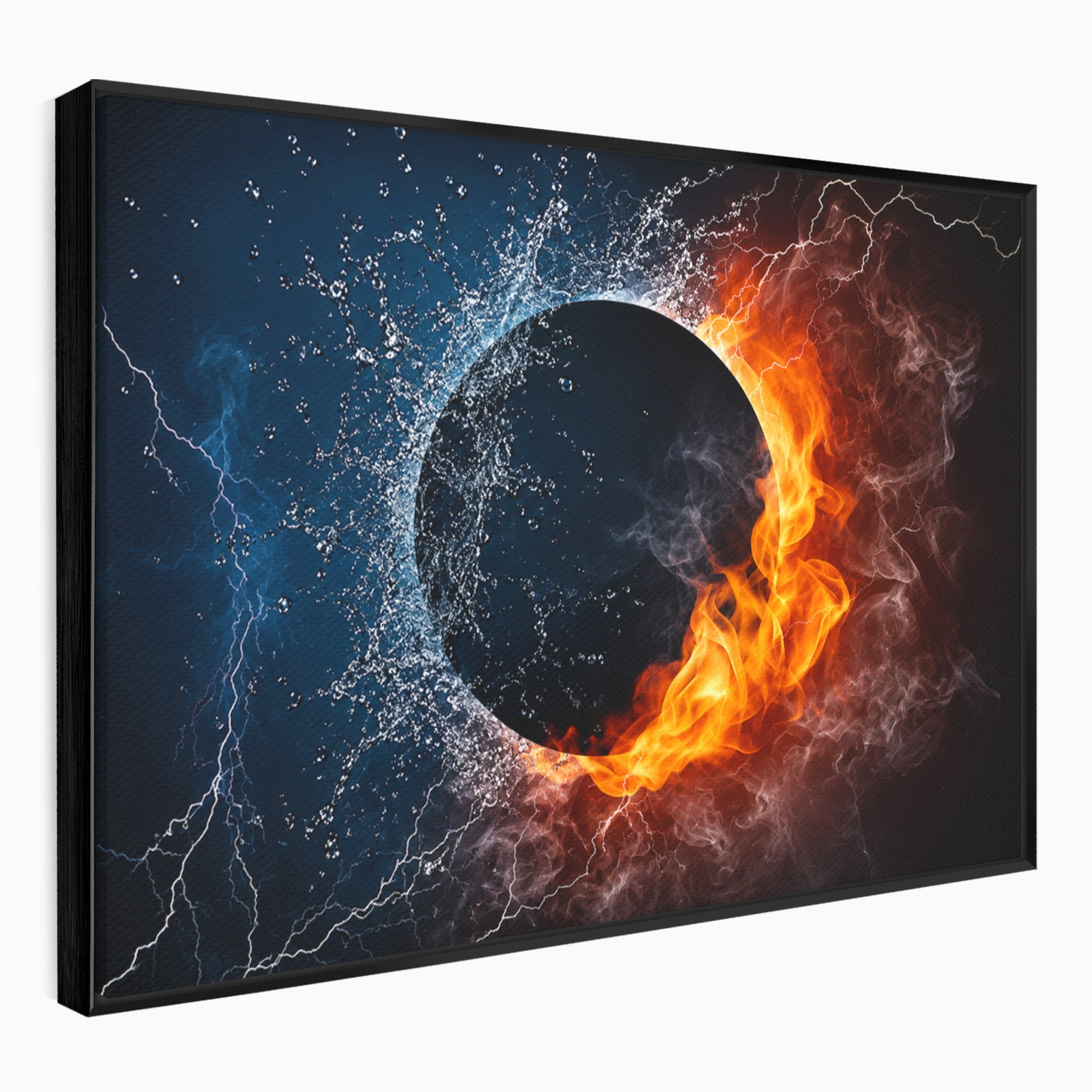 Tablou Canvas Premium LuxCanva® S1018, Dualitatea Elementelor, Elemente, Foc, Apa, Abstract, Living, Dormitor, Culori Vibrante