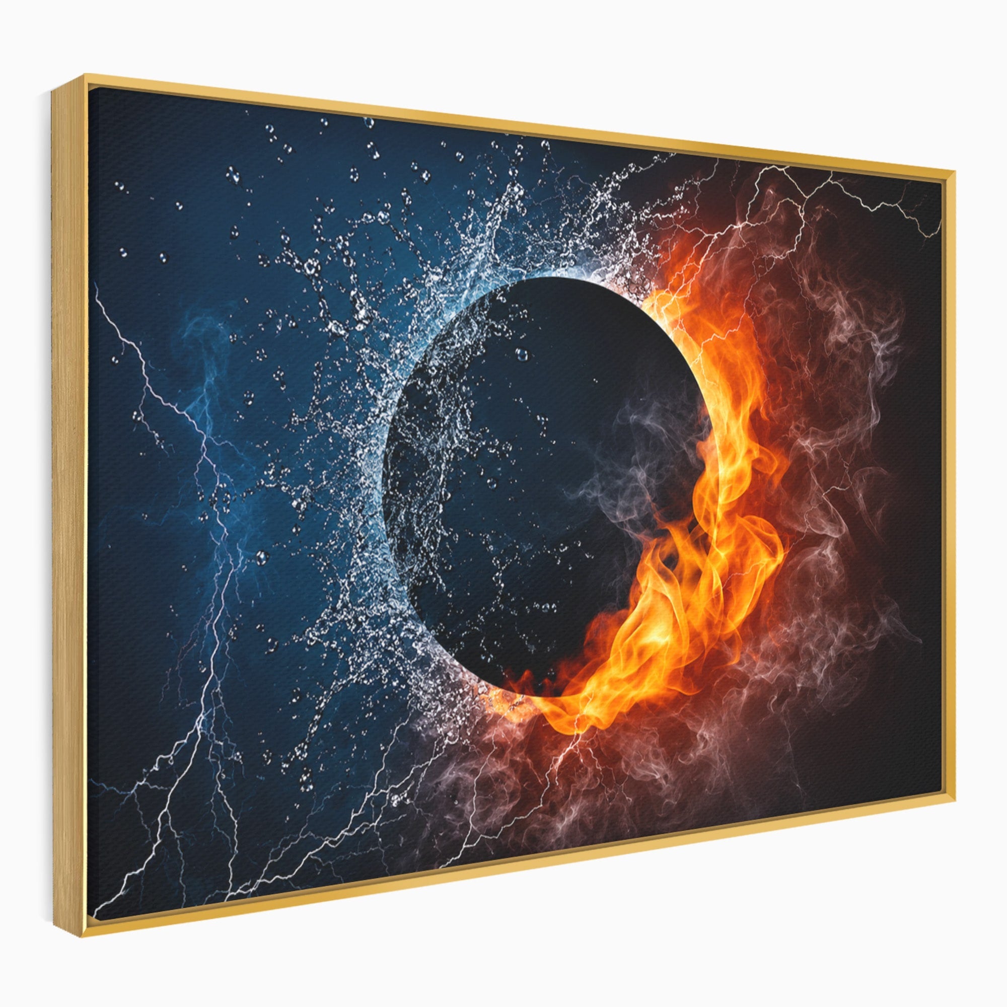Tablou Canvas Premium LuxCanva® S1018, Dualitatea Elementelor, Elemente, Foc, Apa, Abstract, Living, Dormitor, Culori Vibrante