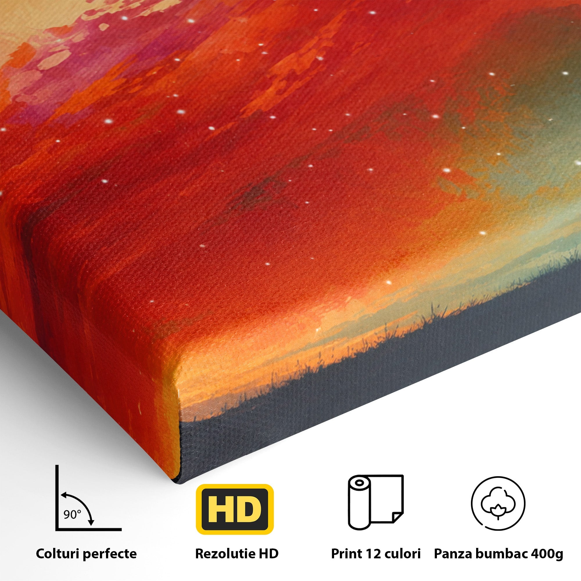 Tablou Canvas Premium LuxCanva® S1019, Visul Ciclistului, Ciclist, Apus, Peisaj, Cer, Dormitor, Culori Vibrante
