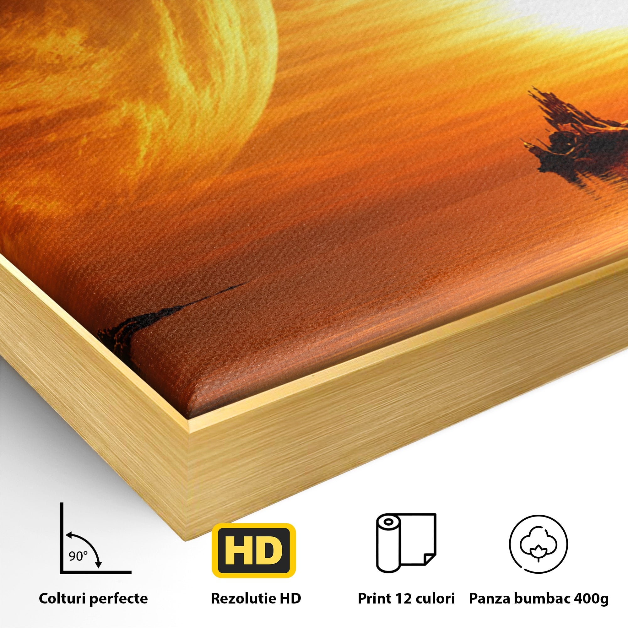 Tablou Canvas Premium LuxCanva® S1020, Planeta La Apus, Planeta, Apus, Peisaj, Fantezie, Living, Culori Vibrante