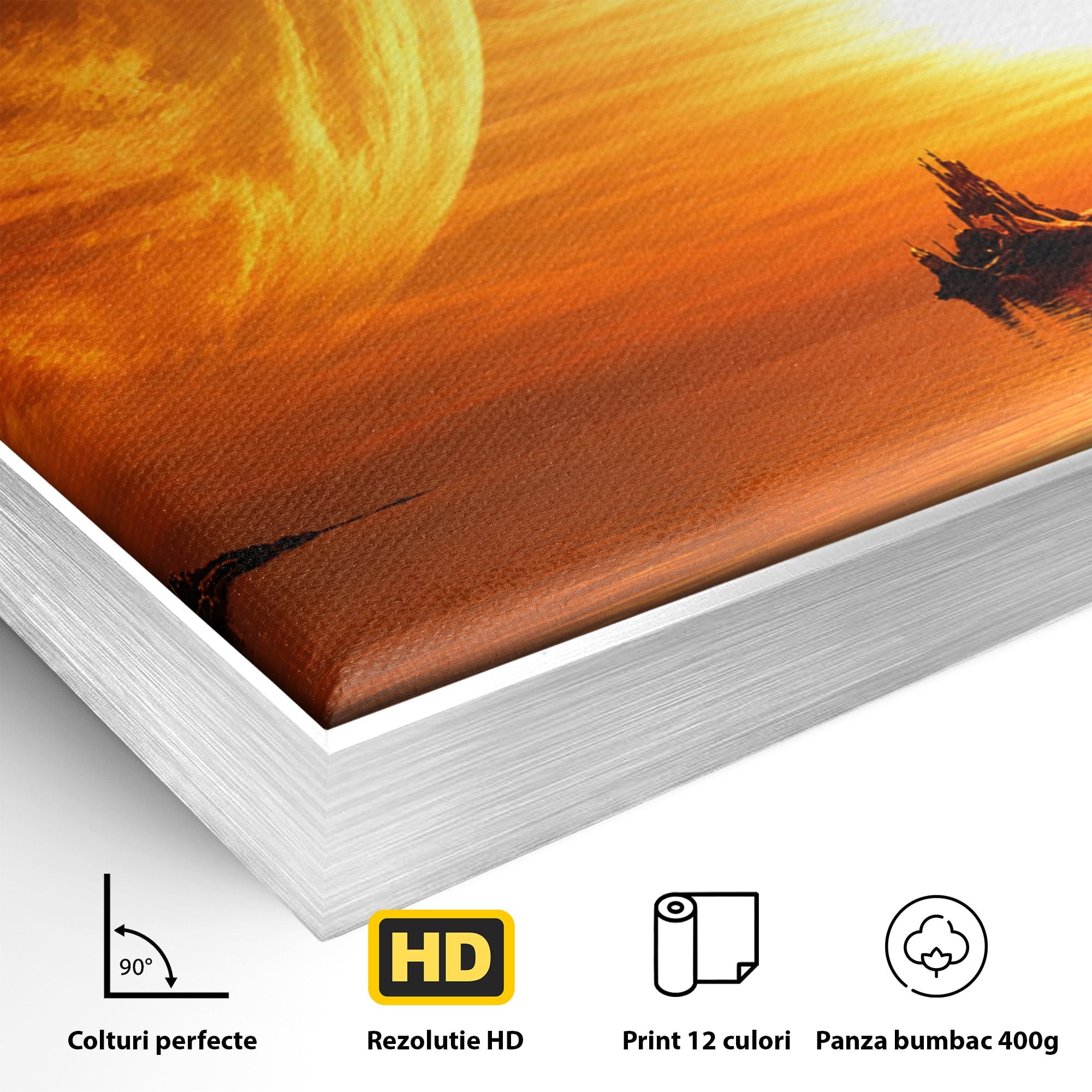 Tablou Canvas Premium LuxCanva® S1020, Planeta La Apus, Planeta, Apus, Peisaj, Fantezie, Living, Culori Vibrante