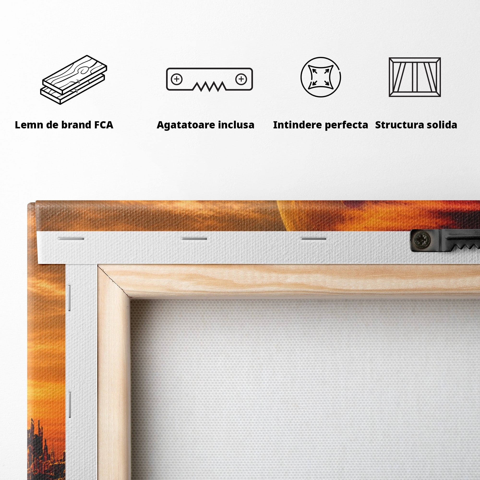Tablou Canvas Premium LuxCanva® S1020, Planeta La Apus, Planeta, Apus, Peisaj, Fantezie, Living, Culori Vibrante
