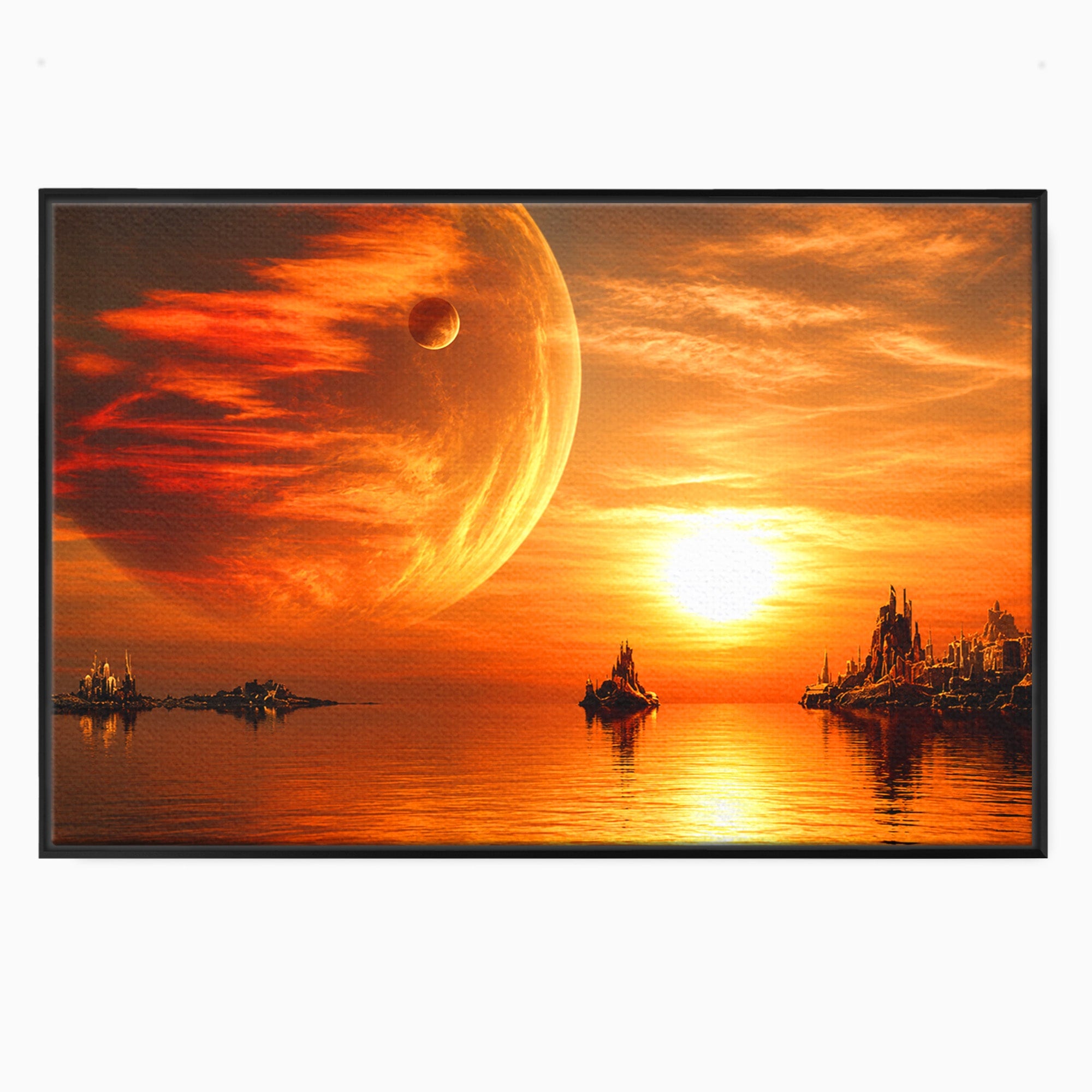 Tablou Canvas Premium LuxCanva® S1020, Planeta La Apus, Planeta, Apus, Peisaj, Fantezie, Living, Culori Vibrante