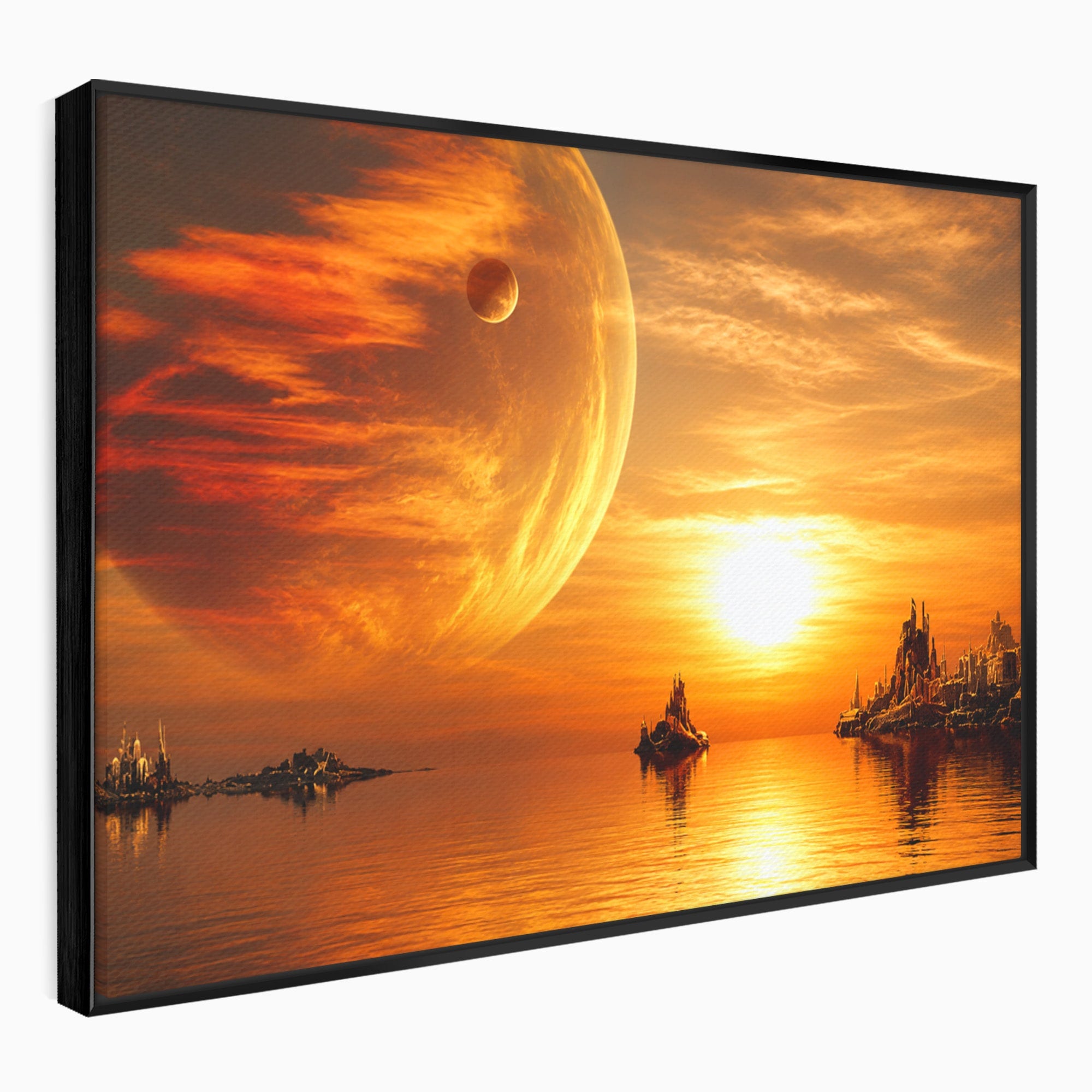 Tablou Canvas Premium LuxCanva® S1020, Planeta La Apus, Planeta, Apus, Peisaj, Fantezie, Living, Culori Vibrante