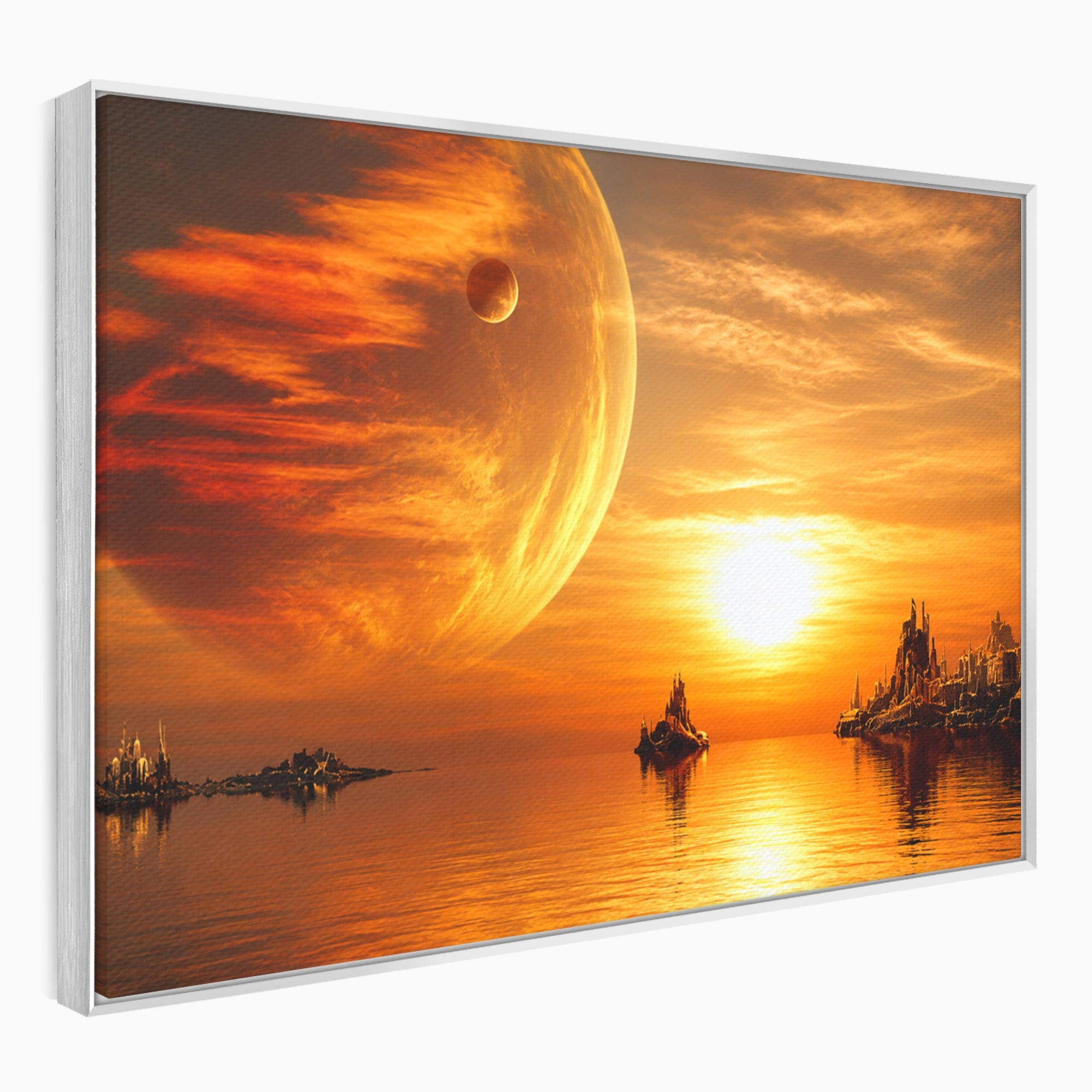 Tablou Canvas Premium LuxCanva® S1020, Planeta La Apus, Planeta, Apus, Peisaj, Fantezie, Living, Culori Vibrante