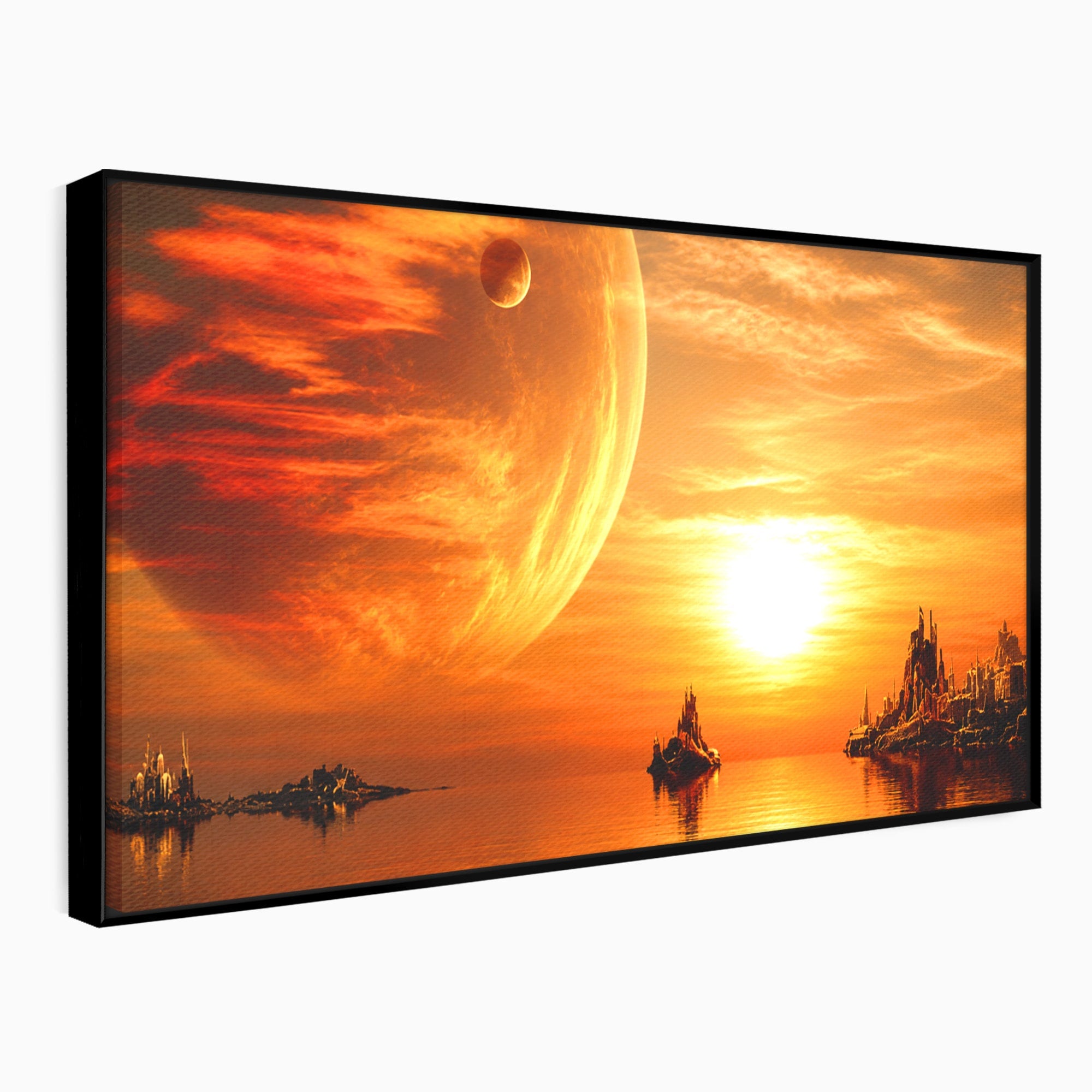Tablou Canvas Premium LuxCanva® S1020, Planeta La Apus, Planeta, Apus, Peisaj, Fantezie, Living, Culori Vibrante
