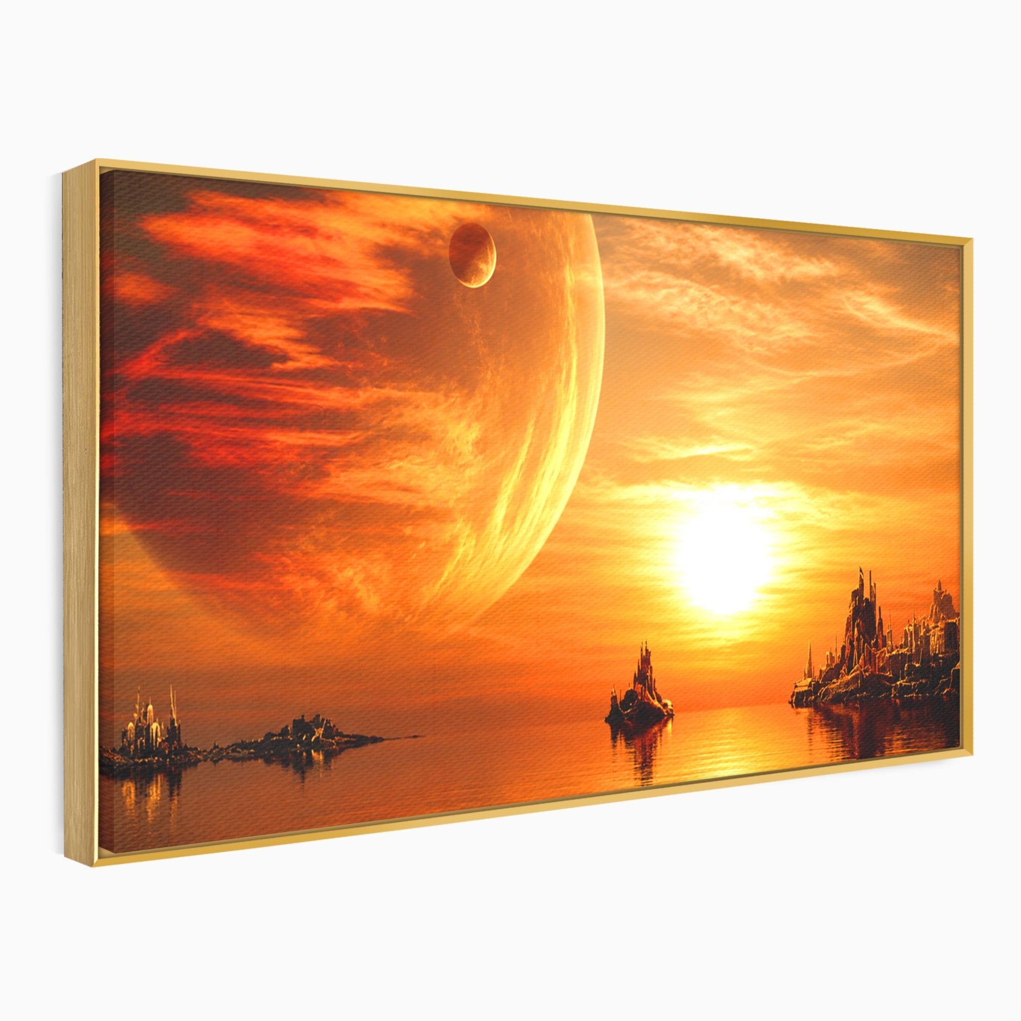 Tablou Canvas Premium LuxCanva® S1020, Planeta La Apus, Planeta, Apus, Peisaj, Fantezie, Living, Culori Vibrante