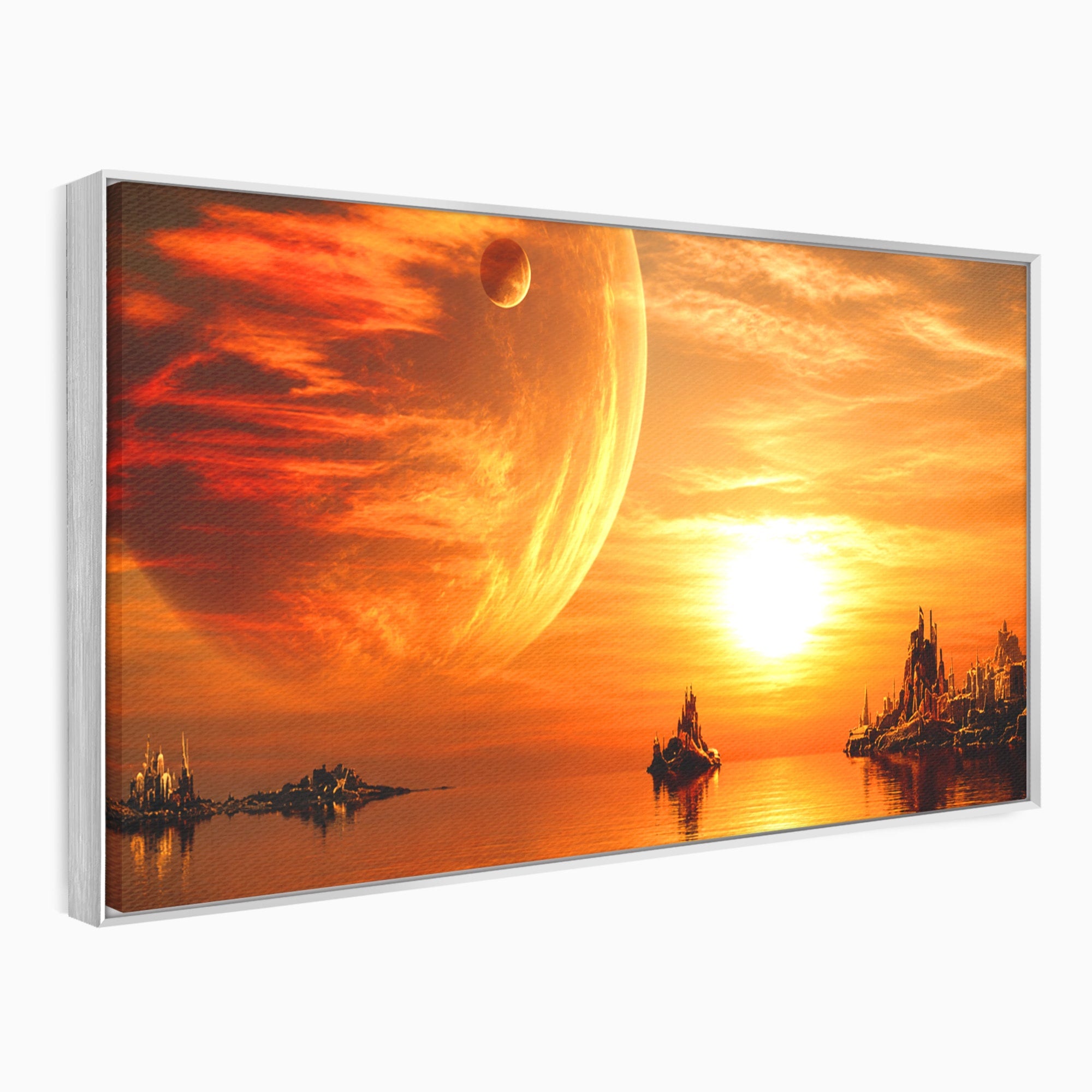 Tablou Canvas Premium LuxCanva® S1020, Planeta La Apus, Planeta, Apus, Peisaj, Fantezie, Living, Culori Vibrante