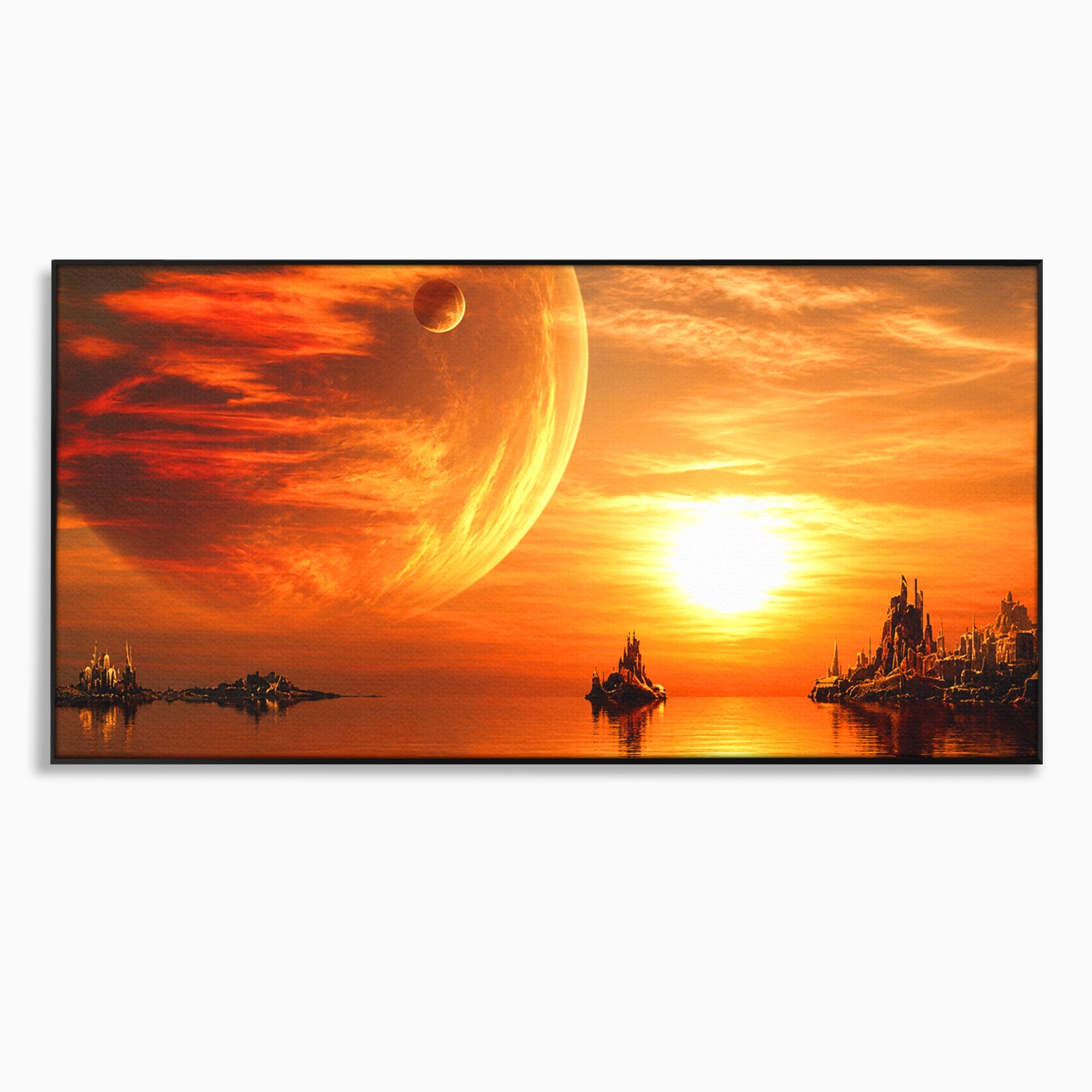Tablou Canvas Premium LuxCanva® S1020, Planeta La Apus, Planeta, Apus, Peisaj, Fantezie, Living, Culori Vibrante