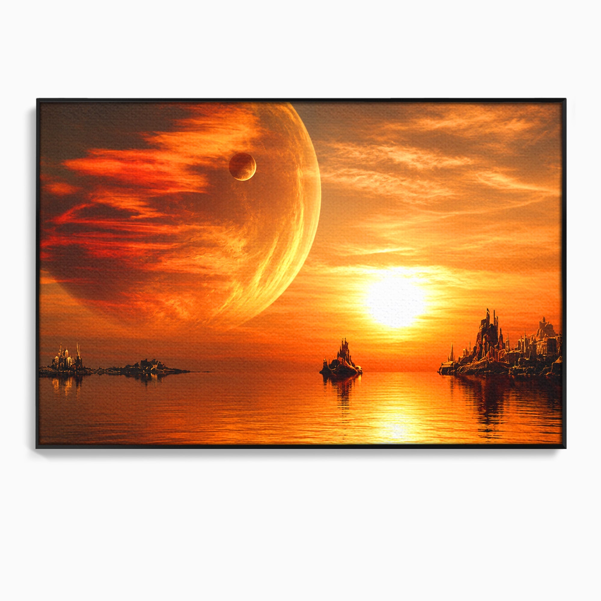Tablou Canvas Premium LuxCanva® S1020, Planeta La Apus, Planeta, Apus, Peisaj, Fantezie, Living, Culori Vibrante