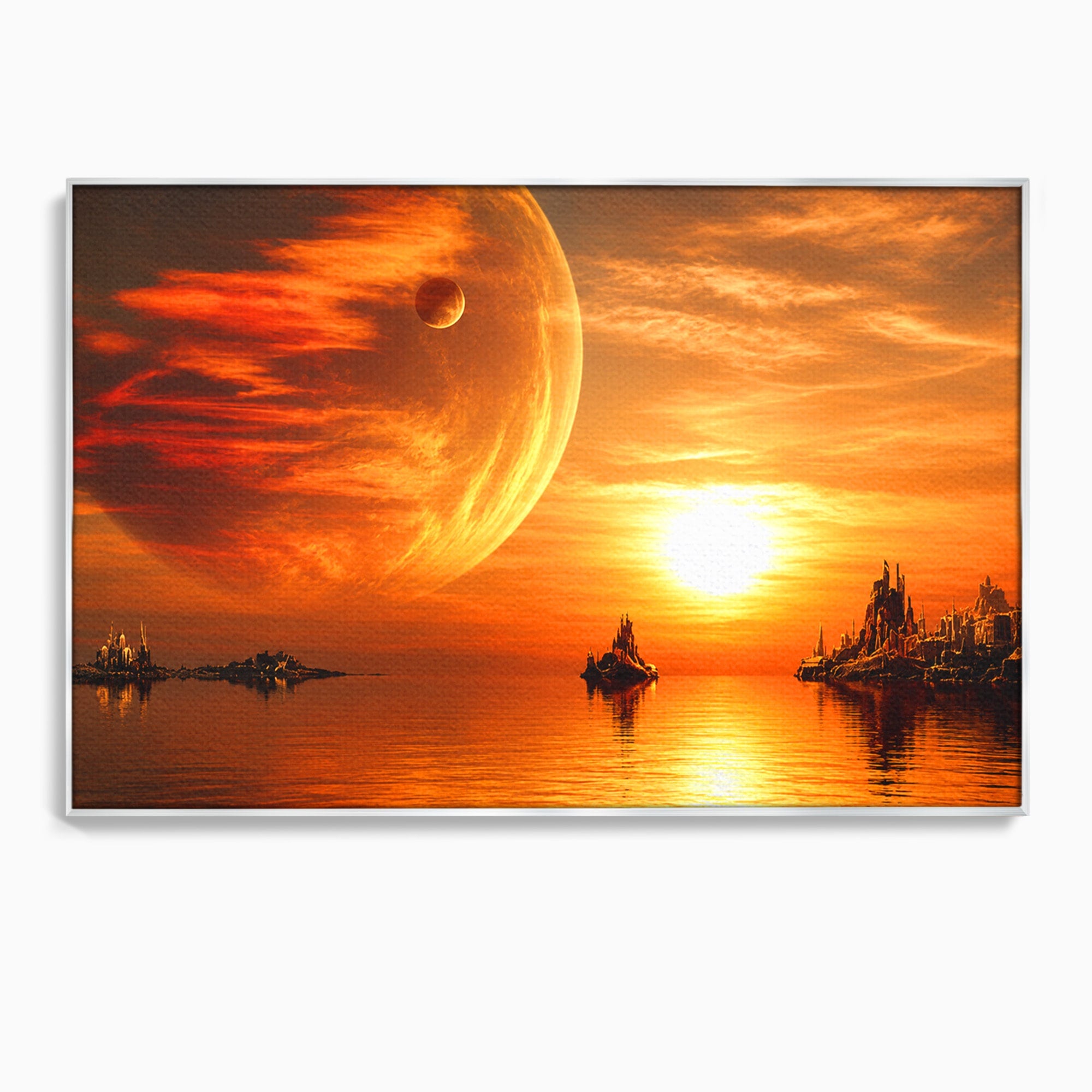 Tablou Canvas Premium LuxCanva® S1020, Planeta La Apus, Planeta, Apus, Peisaj, Fantezie, Living, Culori Vibrante