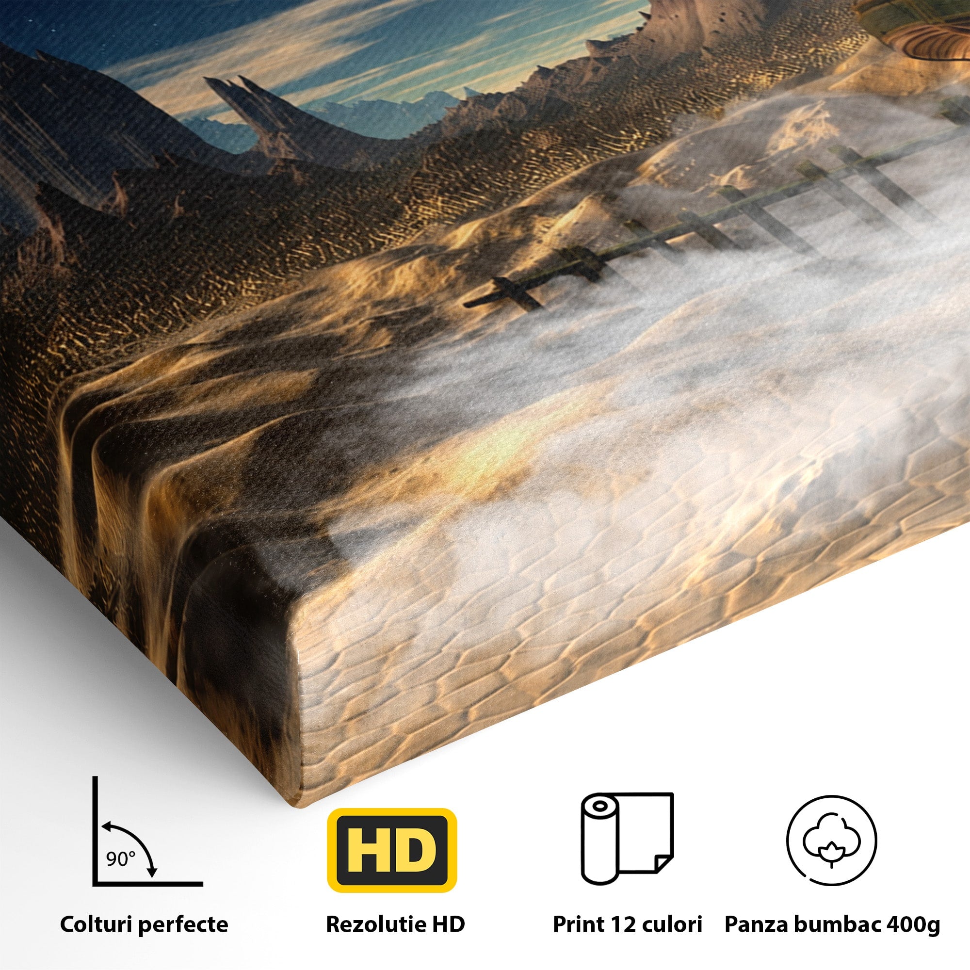 Tablou Canvas Premium LuxCanva® S1021, Corabie In Peisaj Cosmic, Corabie, Peisaj, Cosmos, Fantezie, Dormitor, Living, Culori Vibrante