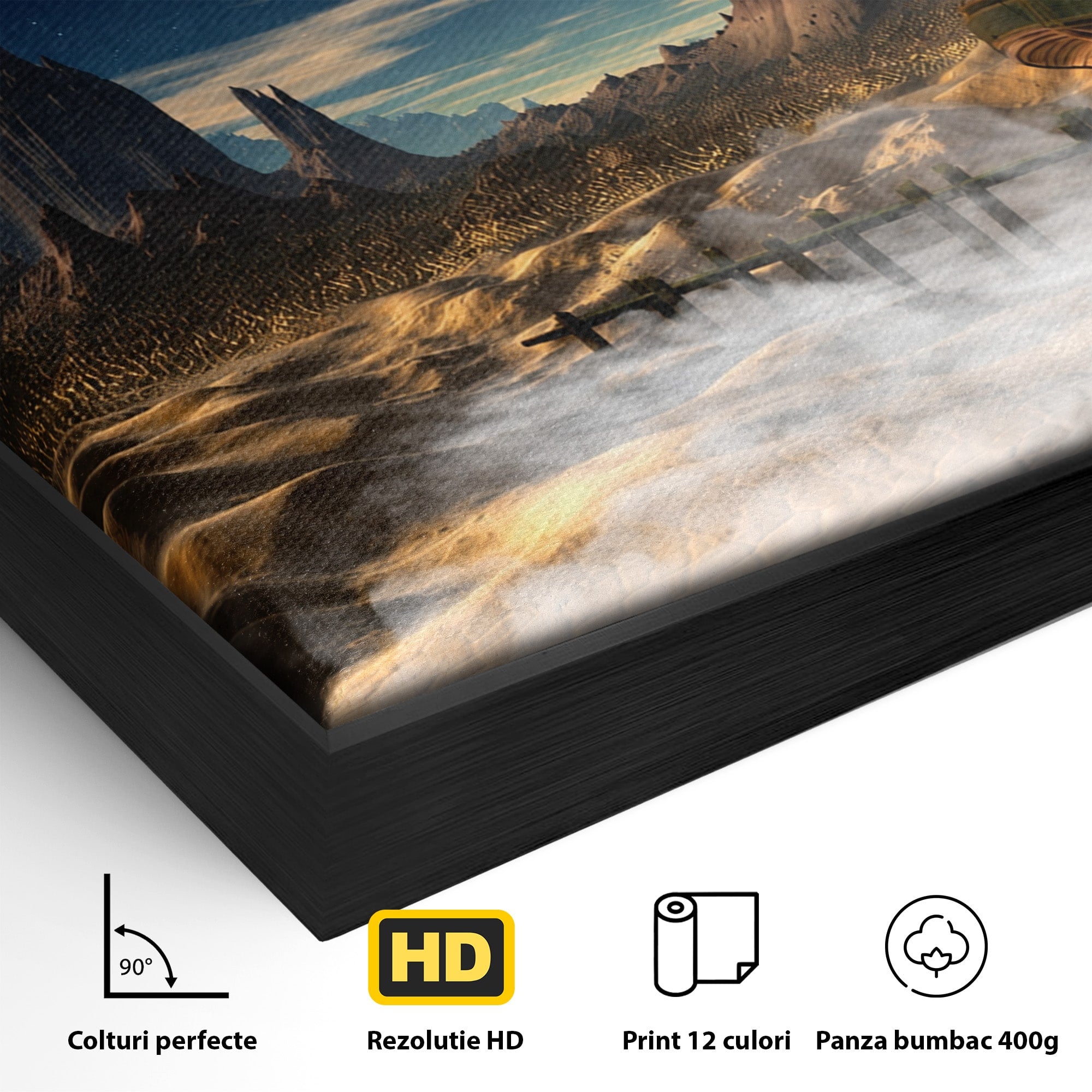 Tablou Canvas Premium LuxCanva® S1021, Corabie In Peisaj Cosmic, Corabie, Peisaj, Cosmos, Fantezie, Dormitor, Living, Culori Vibrante