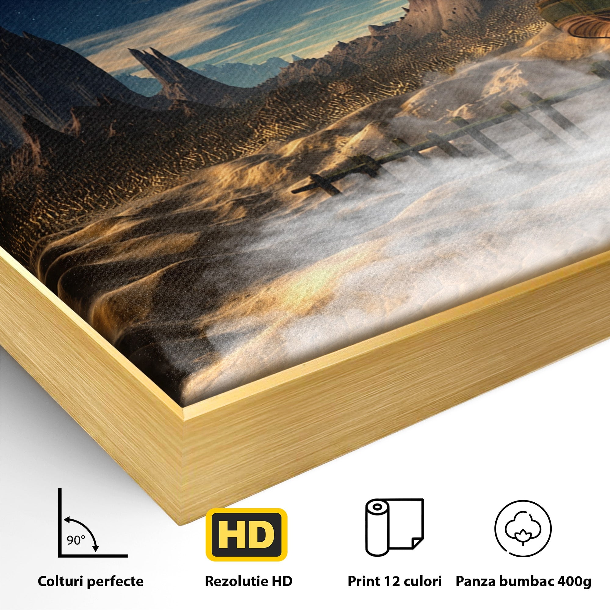 Tablou Canvas Premium LuxCanva® S1021, Corabie In Peisaj Cosmic, Corabie, Peisaj, Cosmos, Fantezie, Dormitor, Living, Culori Vibrante