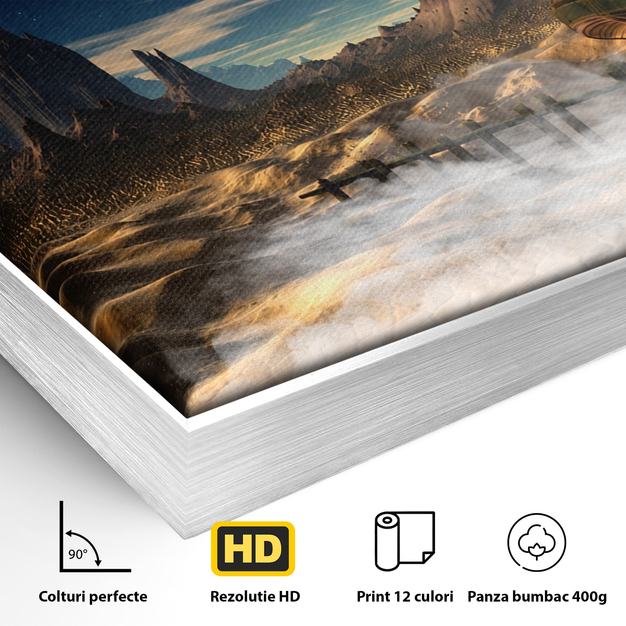 Tablou Canvas Premium LuxCanva® S1021, Corabie In Peisaj Cosmic, Corabie, Peisaj, Cosmos, Fantezie, Dormitor, Living, Culori Vibrante