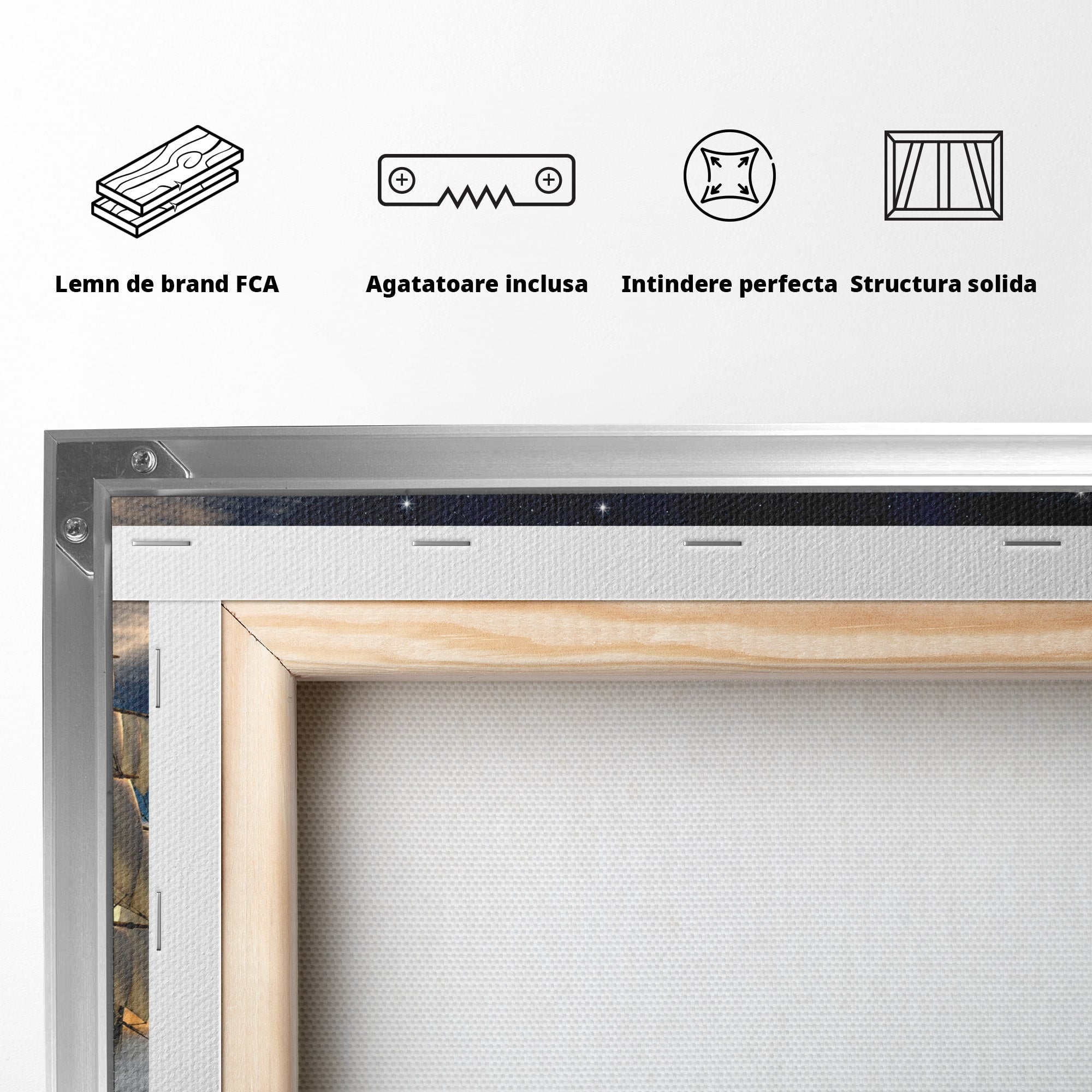 Tablou Canvas Premium LuxCanva® S1021, Corabie In Peisaj Cosmic, Corabie, Peisaj, Cosmos, Fantezie, Dormitor, Living, Culori Vibrante
