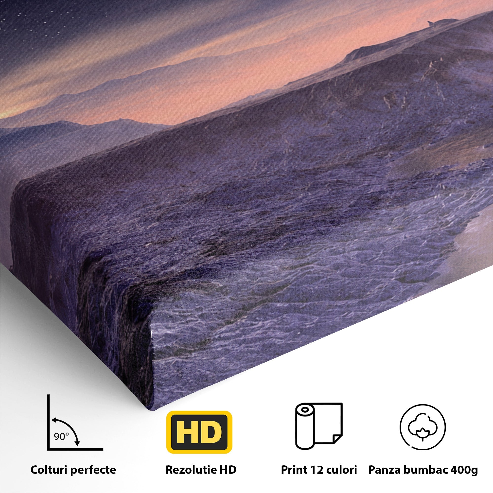 Tablou Canvas Premium LuxCanva® S1022, Peisaj Cosmic, Spatiu, Planeta, Peisaj, Univers, Dormitor, Culori Vibrante