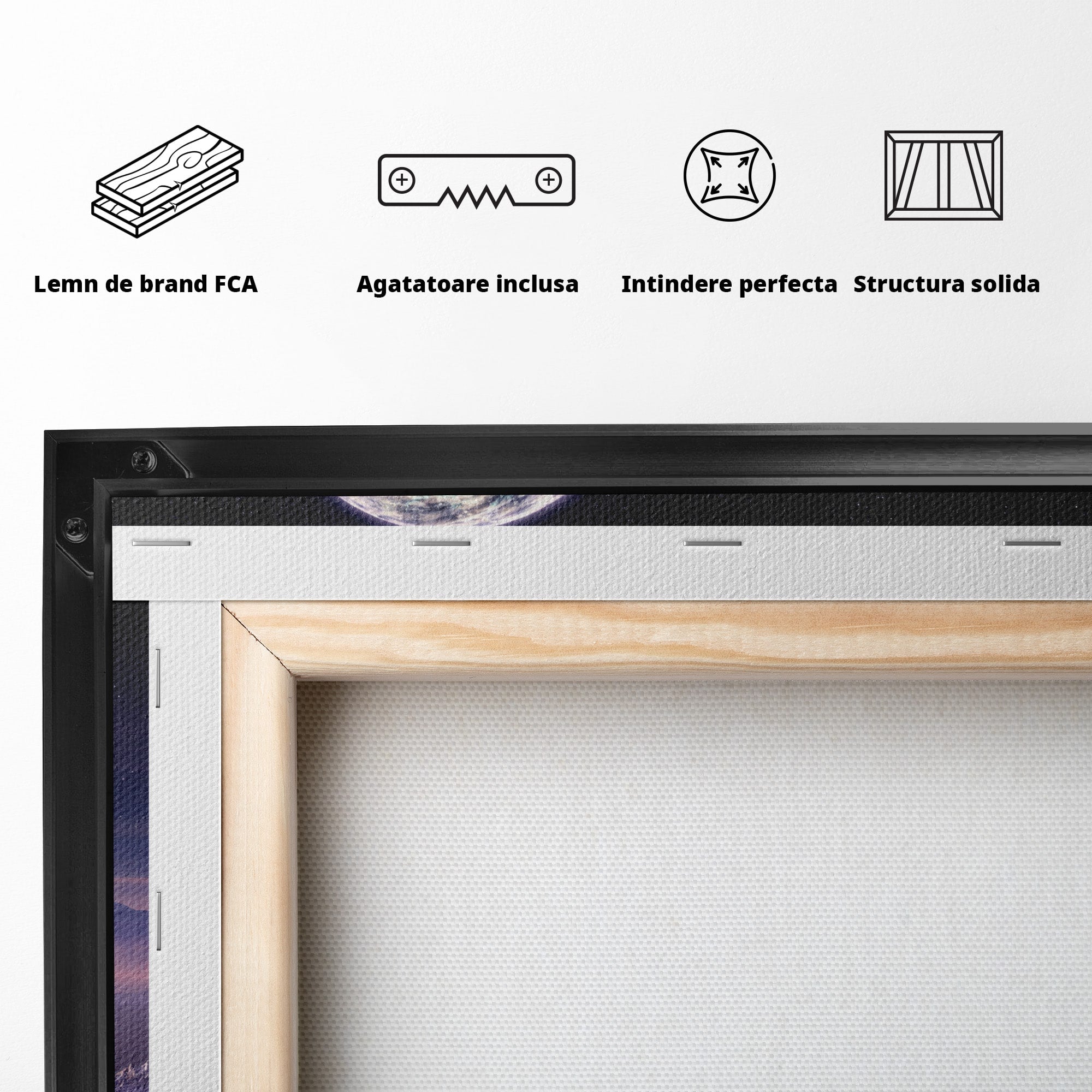 Tablou Canvas Premium LuxCanva® S1022, Peisaj Cosmic, Spatiu, Planeta, Peisaj, Univers, Dormitor, Culori Vibrante