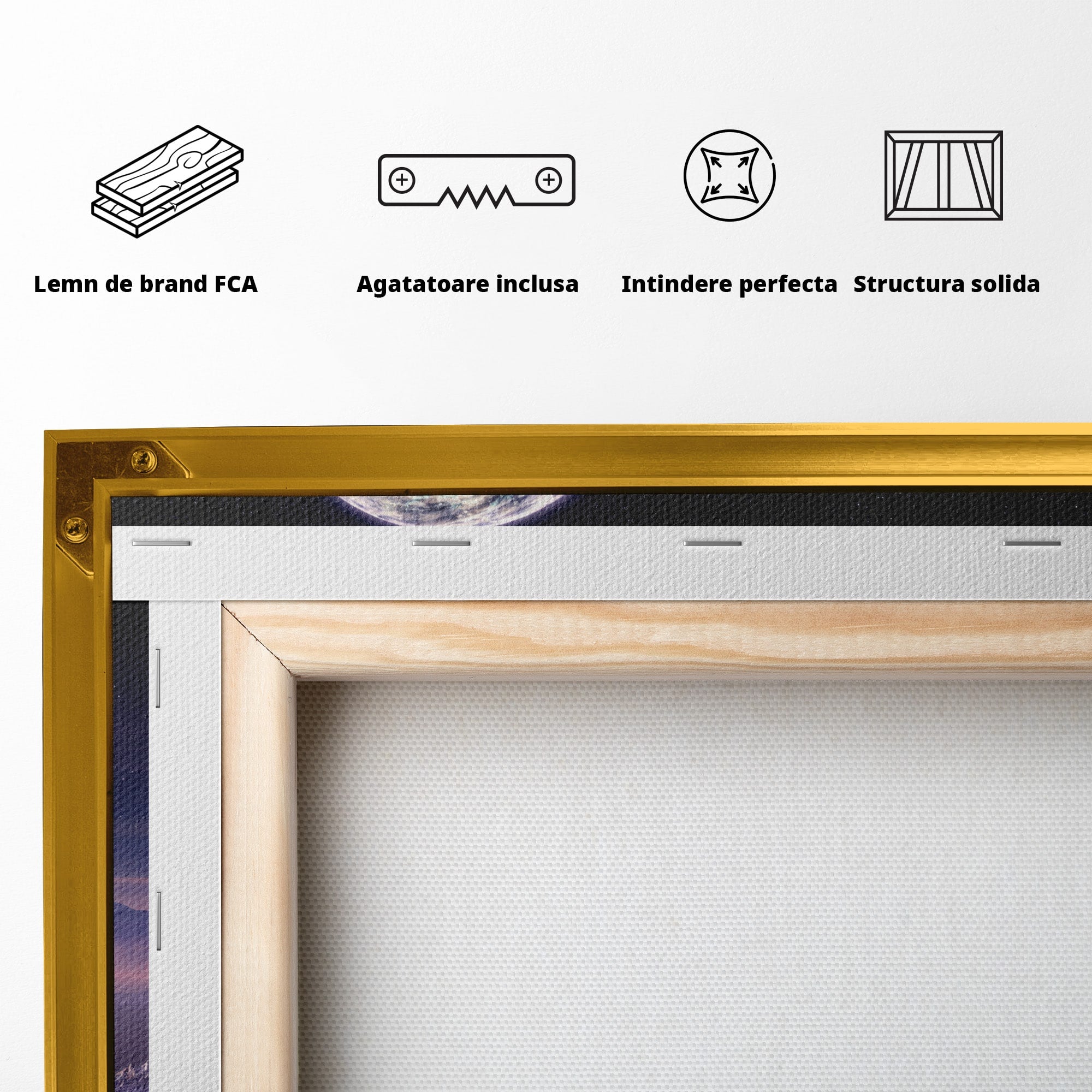 Tablou Canvas Premium LuxCanva® S1022, Peisaj Cosmic, Spatiu, Planeta, Peisaj, Univers, Dormitor, Culori Vibrante