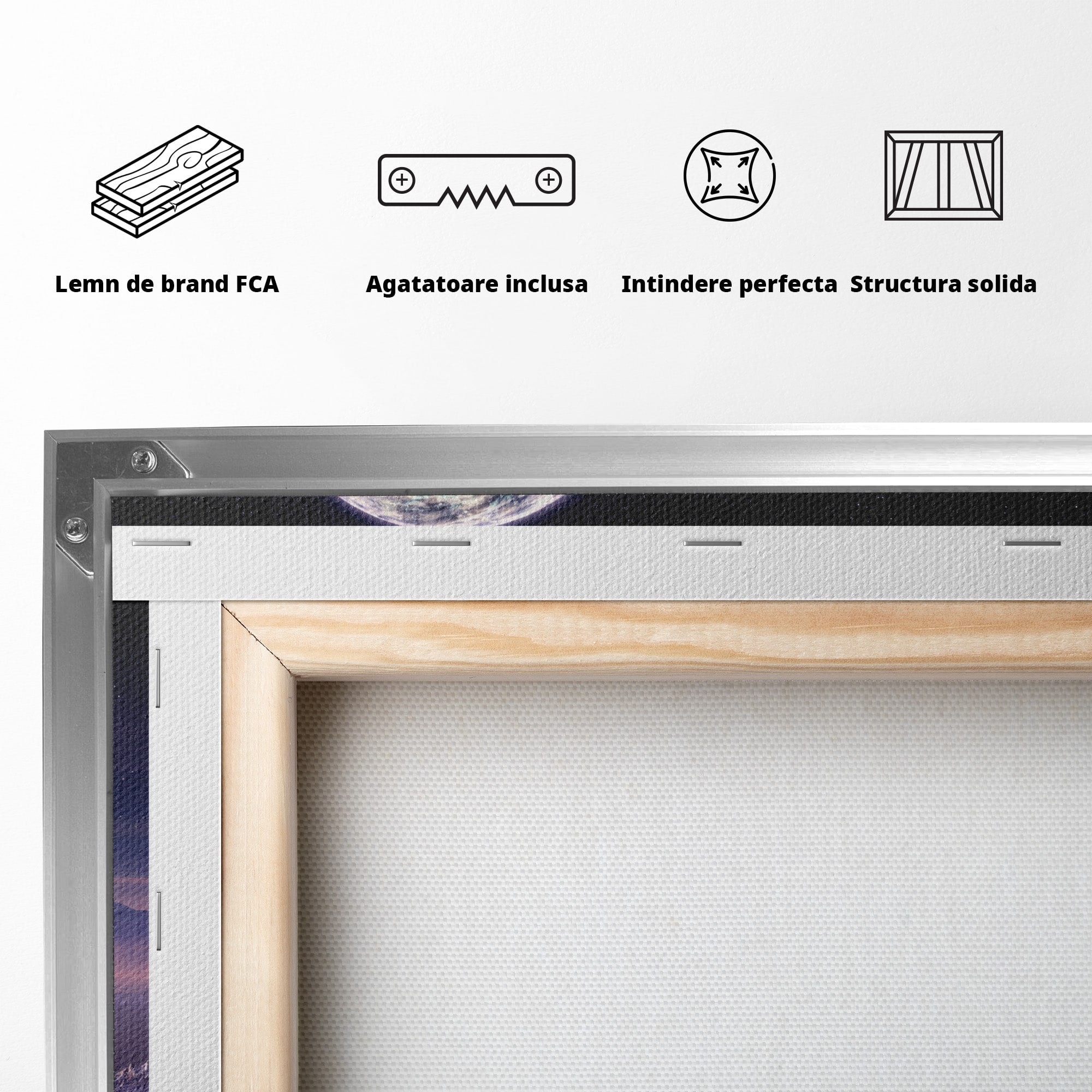 Tablou Canvas Premium LuxCanva® S1022, Peisaj Cosmic, Spatiu, Planeta, Peisaj, Univers, Dormitor, Culori Vibrante