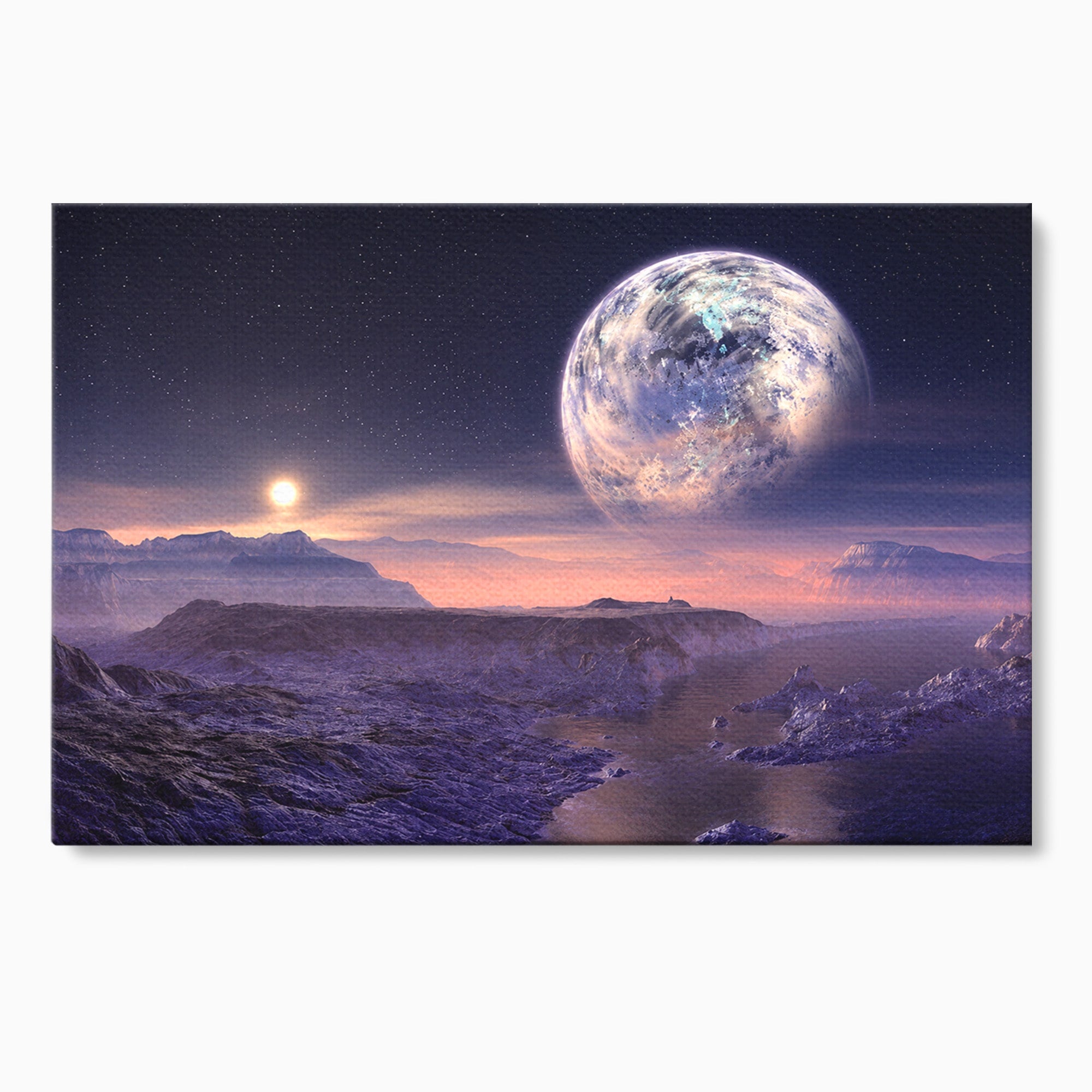Tablou Canvas Premium LuxCanva® S1022, Peisaj Cosmic, Spatiu, Planeta, Peisaj, Univers, Dormitor, Culori Vibrante