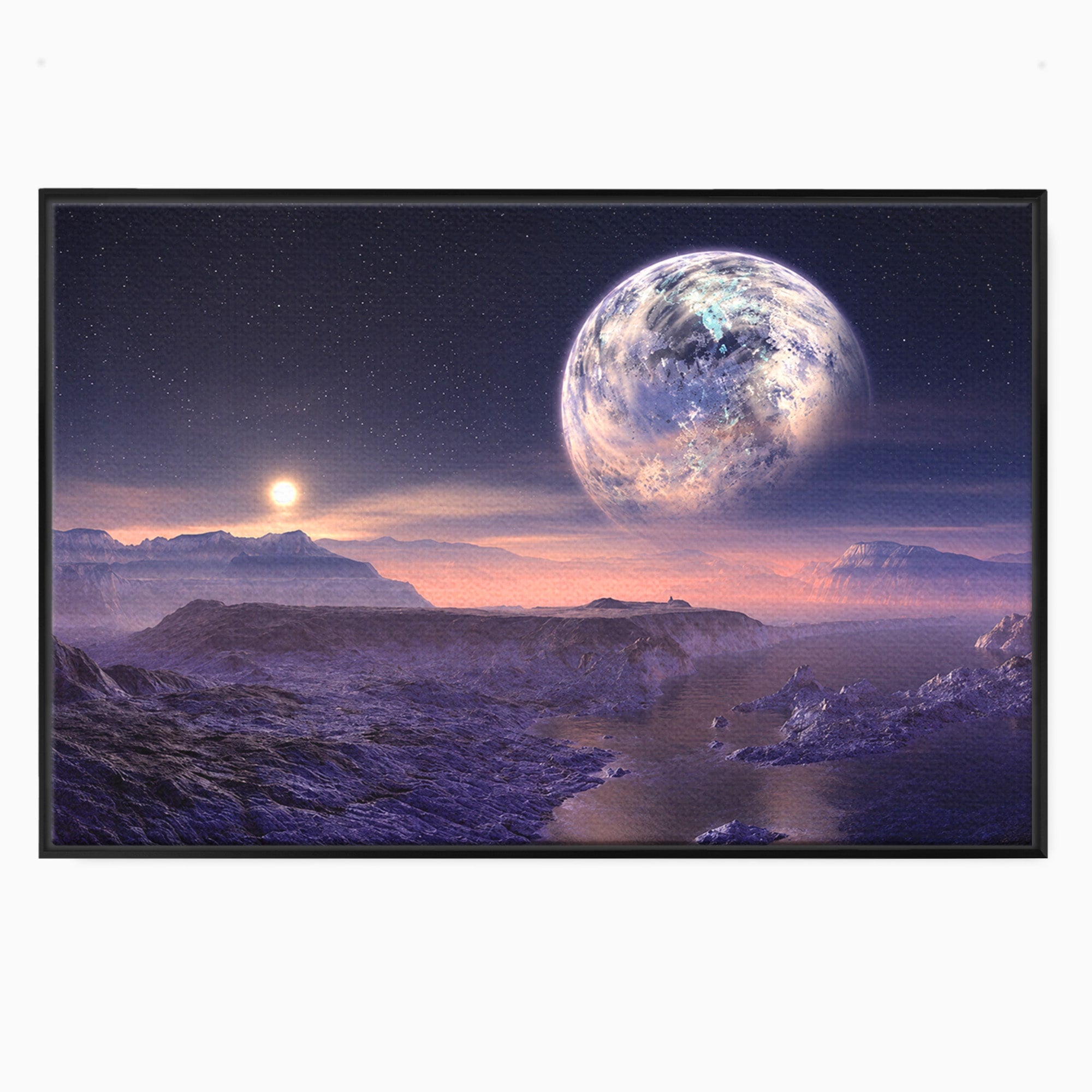 Tablou Canvas Premium LuxCanva® S1022, Peisaj Cosmic, Spatiu, Planeta, Peisaj, Univers, Dormitor, Culori Vibrante