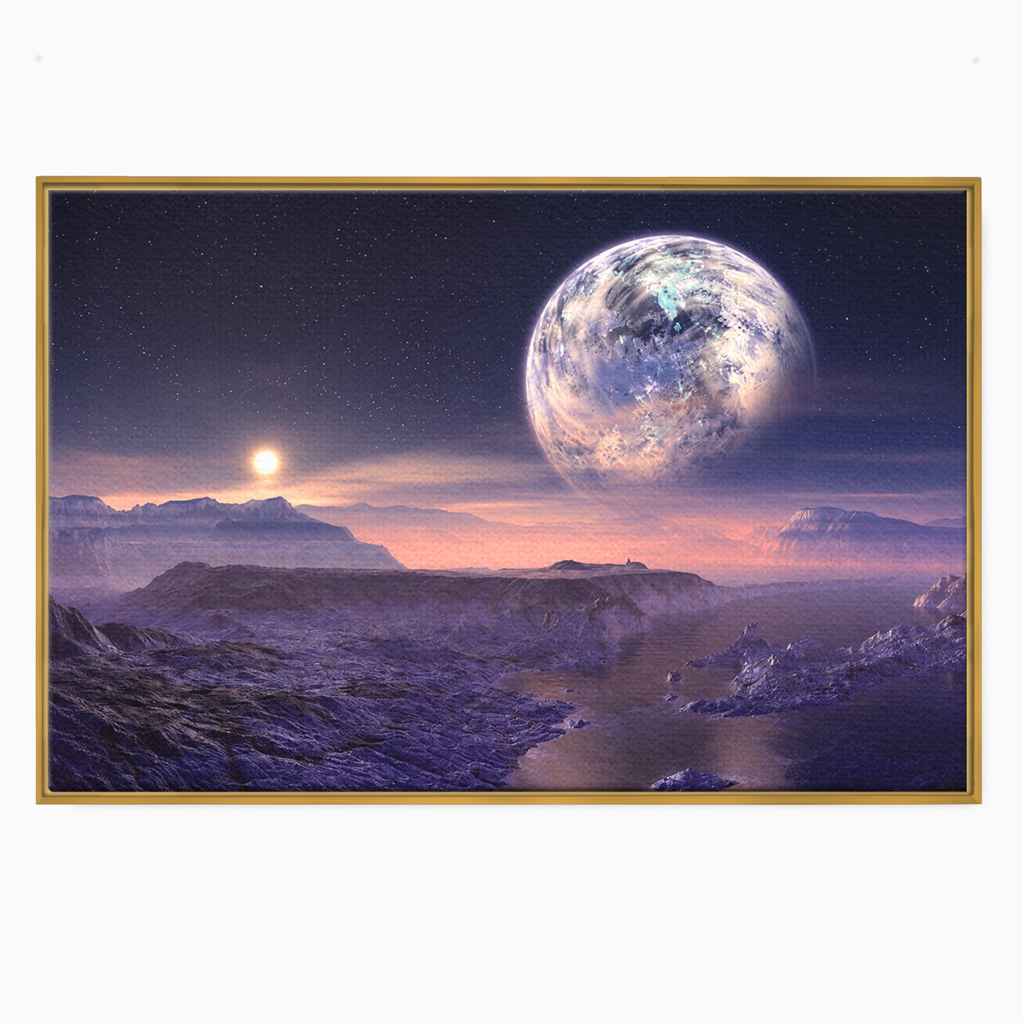 Tablou Canvas Premium LuxCanva® S1022, Peisaj Cosmic, Spatiu, Planeta, Peisaj, Univers, Dormitor, Culori Vibrante