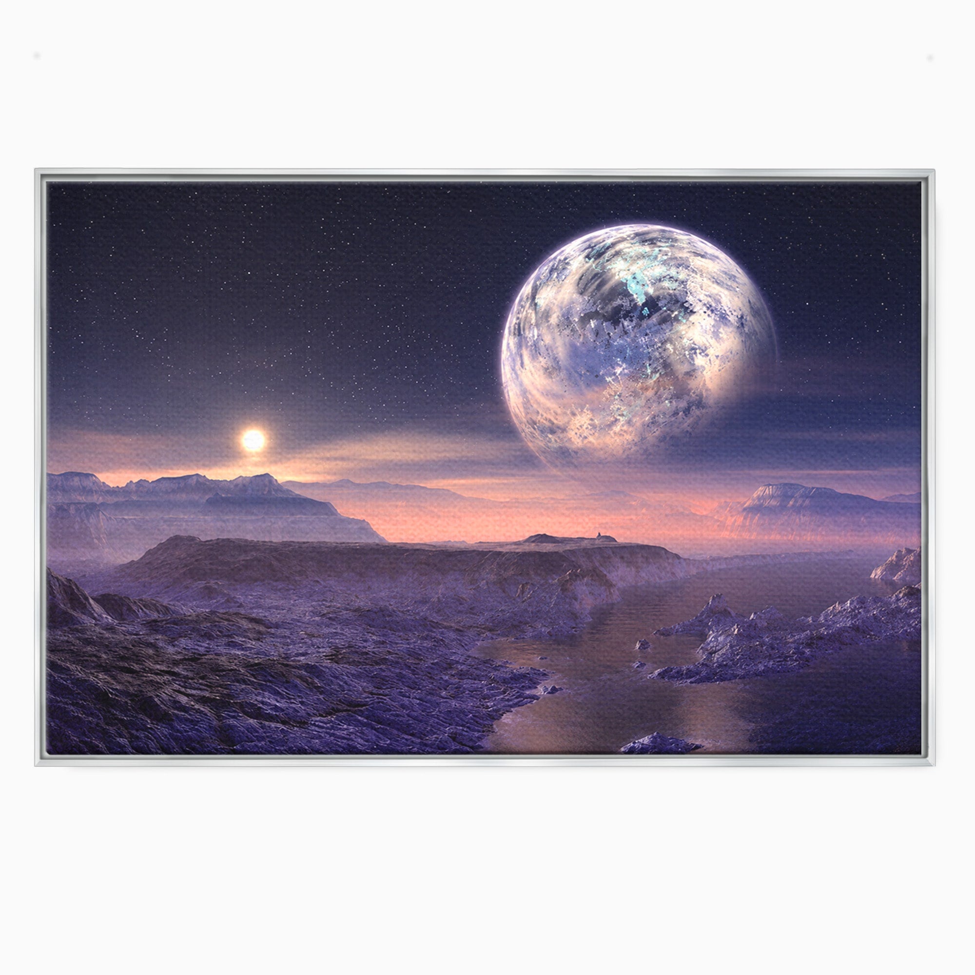 Tablou Canvas Premium LuxCanva® S1022, Peisaj Cosmic, Spatiu, Planeta, Peisaj, Univers, Dormitor, Culori Vibrante